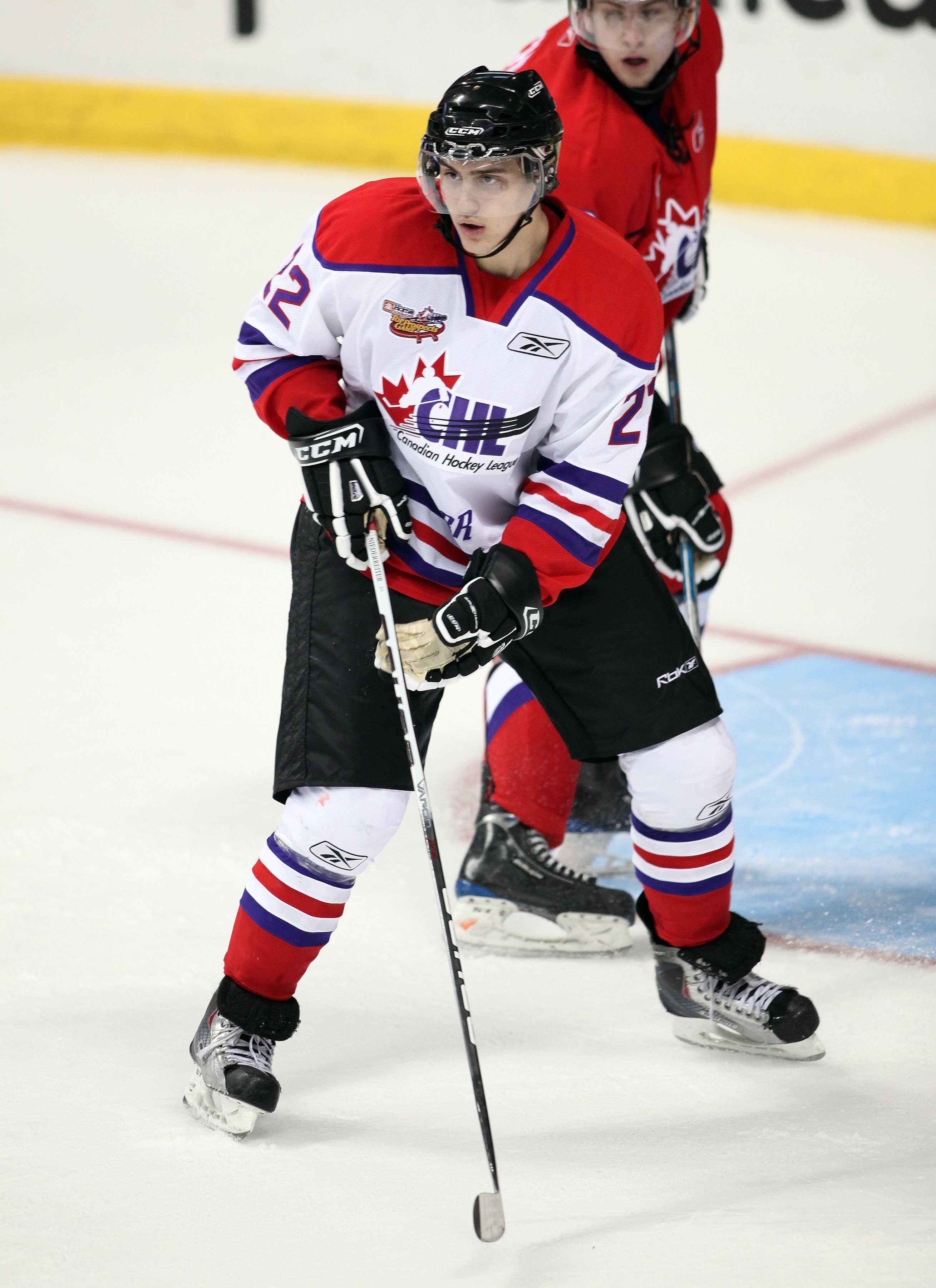 WINDSOR, ON - JANUARY 20: Nino Niederreiter #22 of Team Orr waits for a pass in the Home Hardware CHL/NHL Top Prospects game against Team Cherry on January 20, 2010 at the WFCU Centre in Windsor, Ontario. Team Cherry defeated Team Orr 4-2. (Photo by Cla