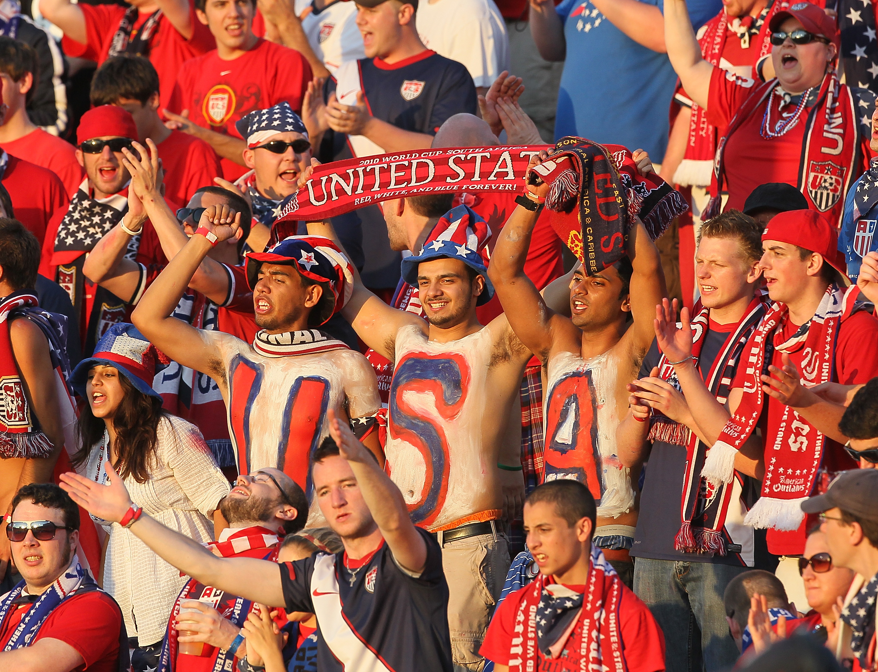 EAST HARTFORD, CT - MAY 25: Fans show their support before a friendly match between the United States and the Czech Republic at Rentschler Field on May 25, 2010 in East Hartford, Connecticut. (Photo by Jim Rogash/Getty Images)