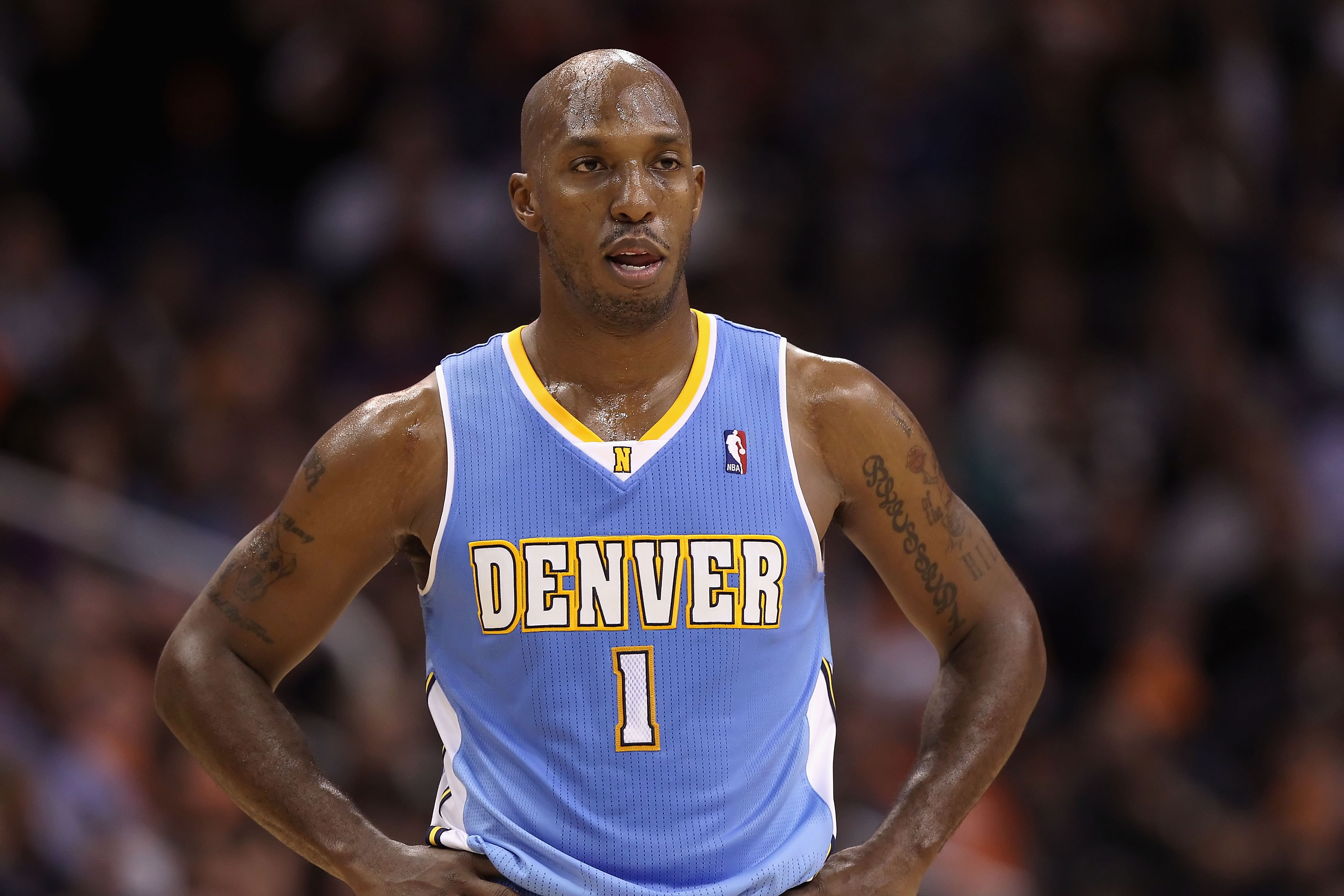 PHOENIX - NOVEMBER 15:  Chauncey Billups #1 of the Denver Nuggets during the NBA game against the Phoenix Suns at US Airways Center on November 15, 2010 in Phoenix, Arizona.  The Suns defeated the Nuggets 100-94.  NOTE TO USER: User expressly acknowledges