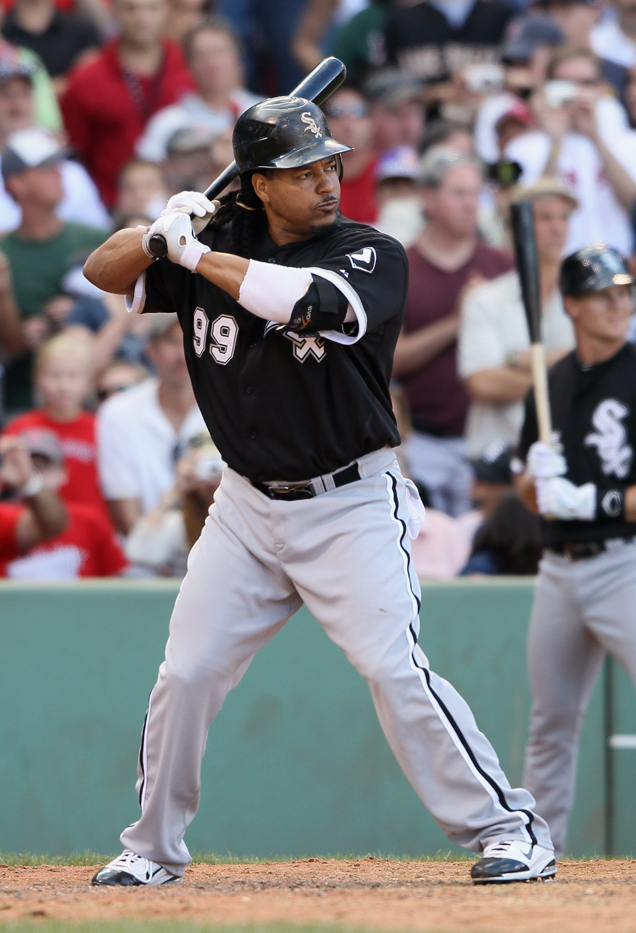 BOSTON - SEPTEMBER 05:  Manny Ramirez #99 of the Chicago White Sox pinch hits in the eighth inning against the Boston Red Sox on September 5, 2010 at Fenway Park in Boston, Massachusetts.  (Photo by Elsa/Getty Images)