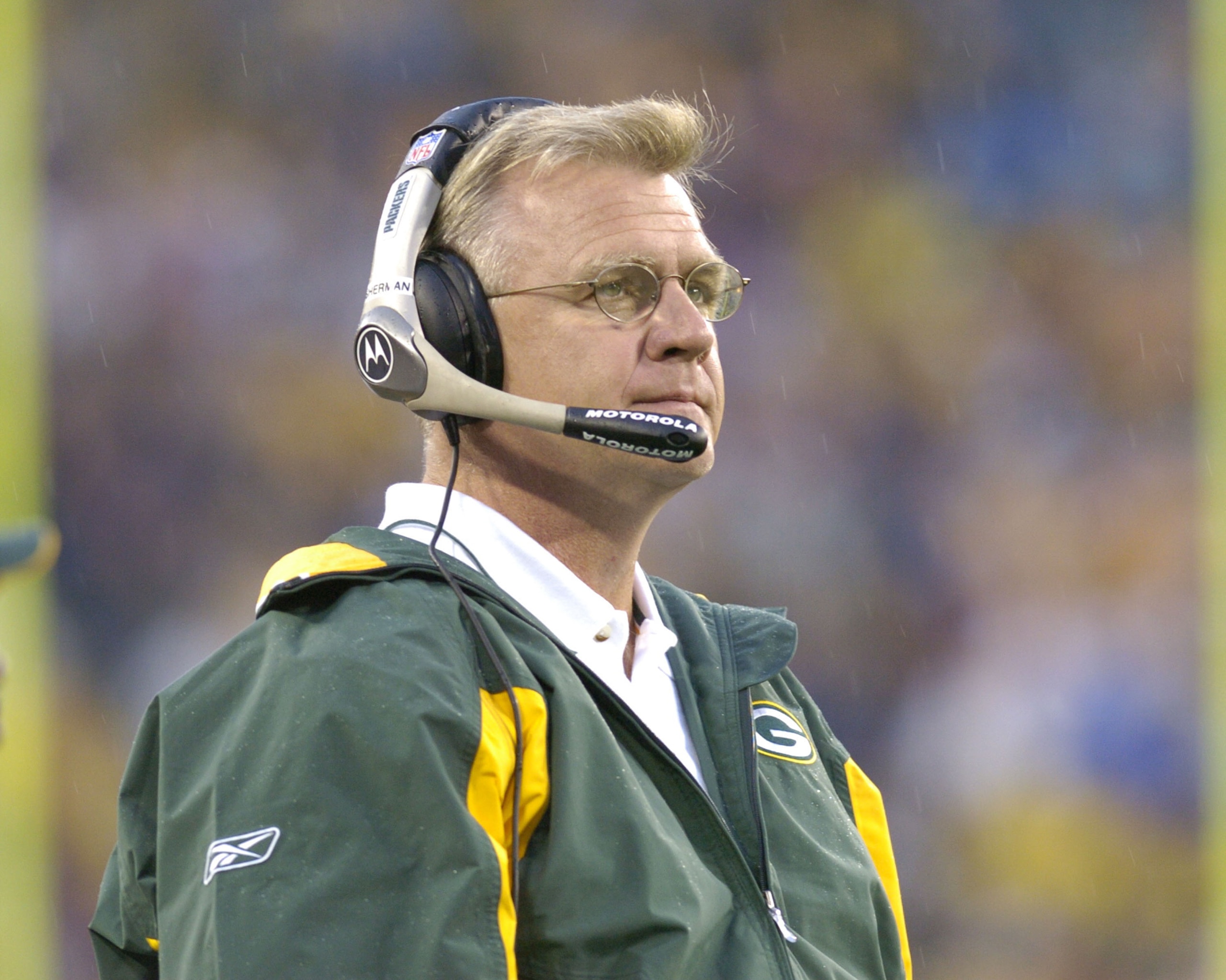 Green Bay Packers coach Mike Sherman watches play   at Lambeau Field against the Seattle Seahawks August 16, 2004.  (Photo by Al Messerschmidt/Getty Images)