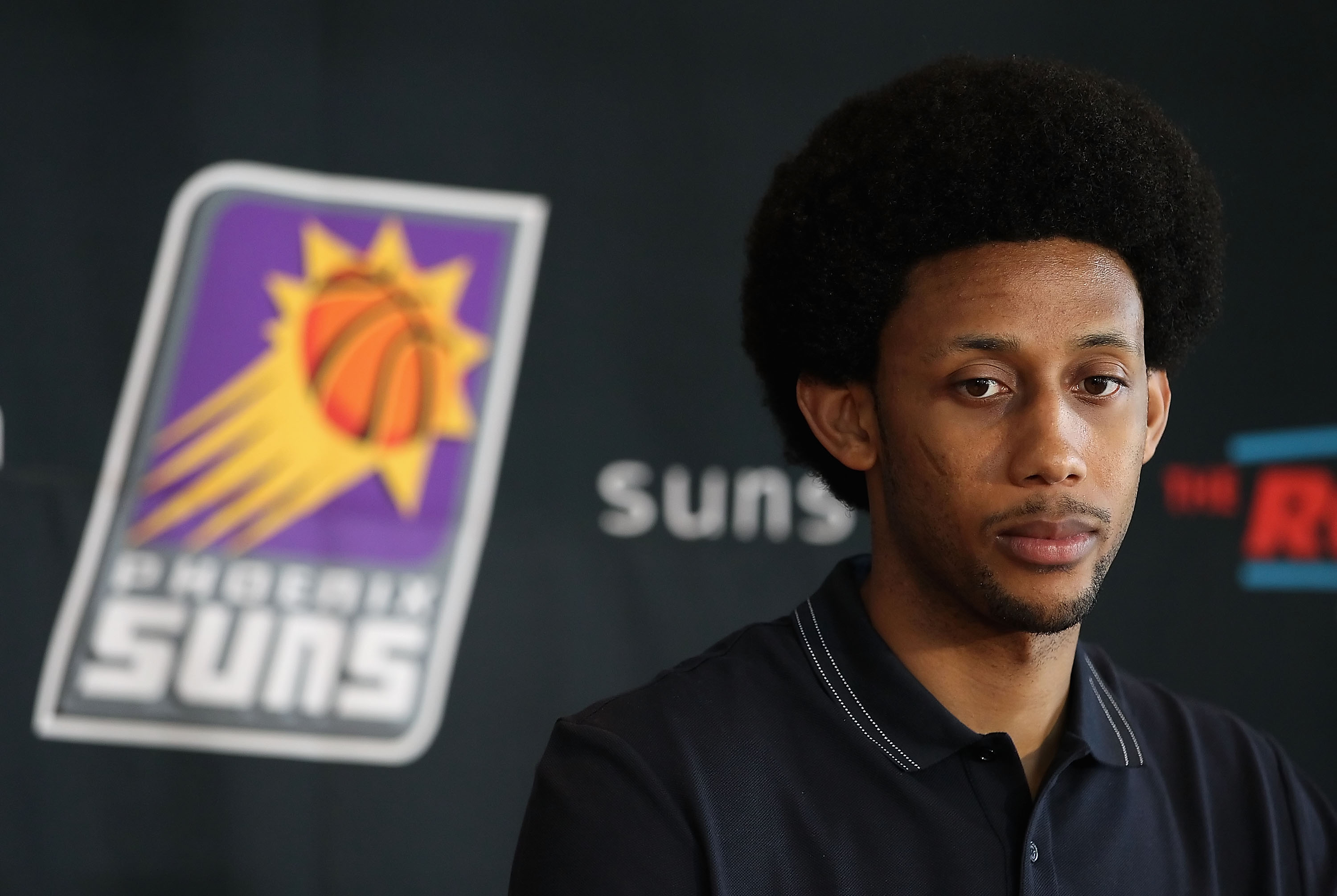 PHOENIX - JULY 14:  Josh Childress of the Phoenix Suns speaks during a press conference at US Airways Center on July 14, 2010 in Phoenix, Arizona. NOTE TO USER: User expressly acknowledges and agrees that, by downloading and or using this photograph, User