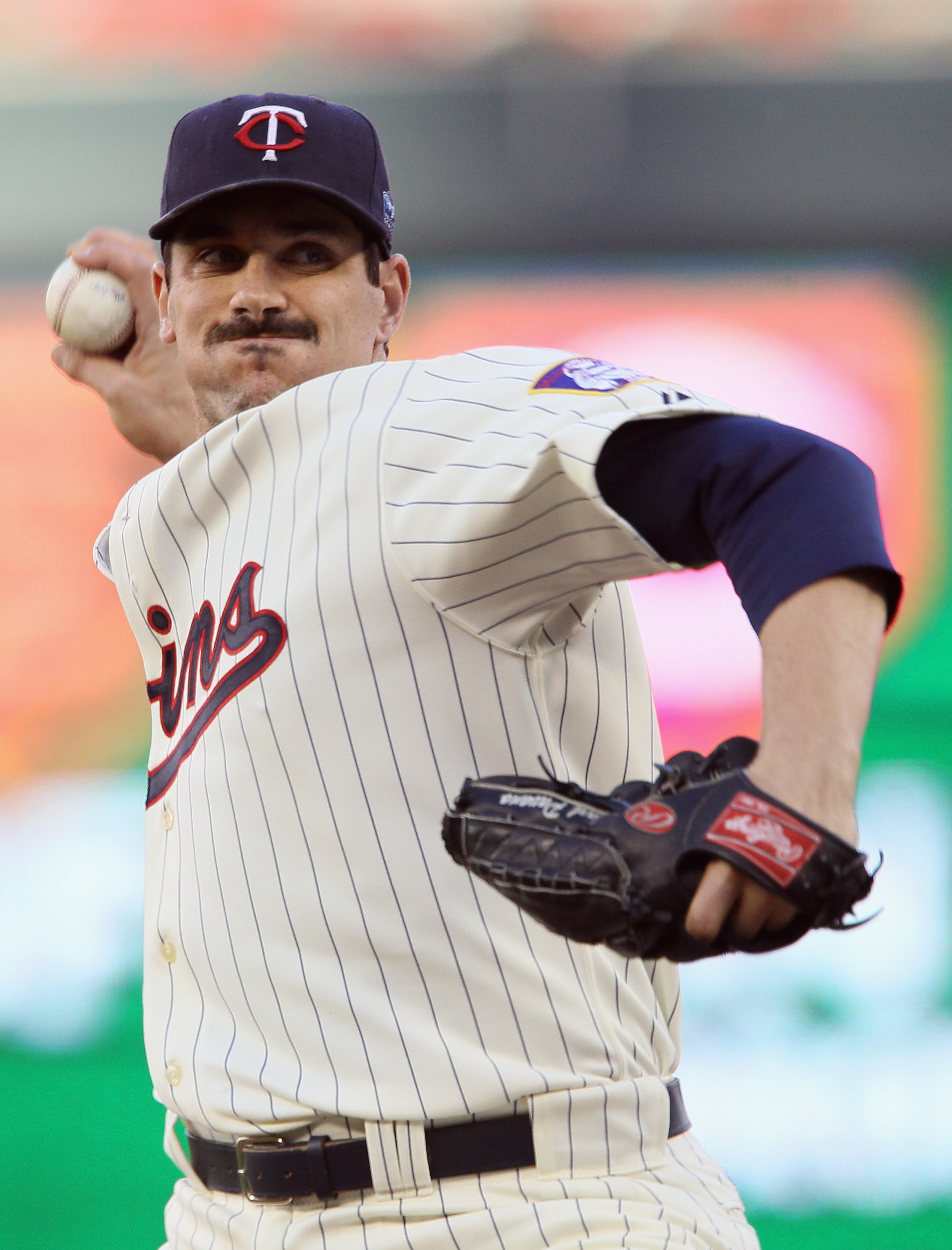 MINNEAPOLIS - OCTOBER 07:  Carl Pavano #48 of the Minnesota Twins delivers a pitch in the first inning against the New York Yankees during game two of the ALDS on October 7, 2010 at Target Field in Minneapolis, Minnesota.  (Photo by Elsa/Getty Images)