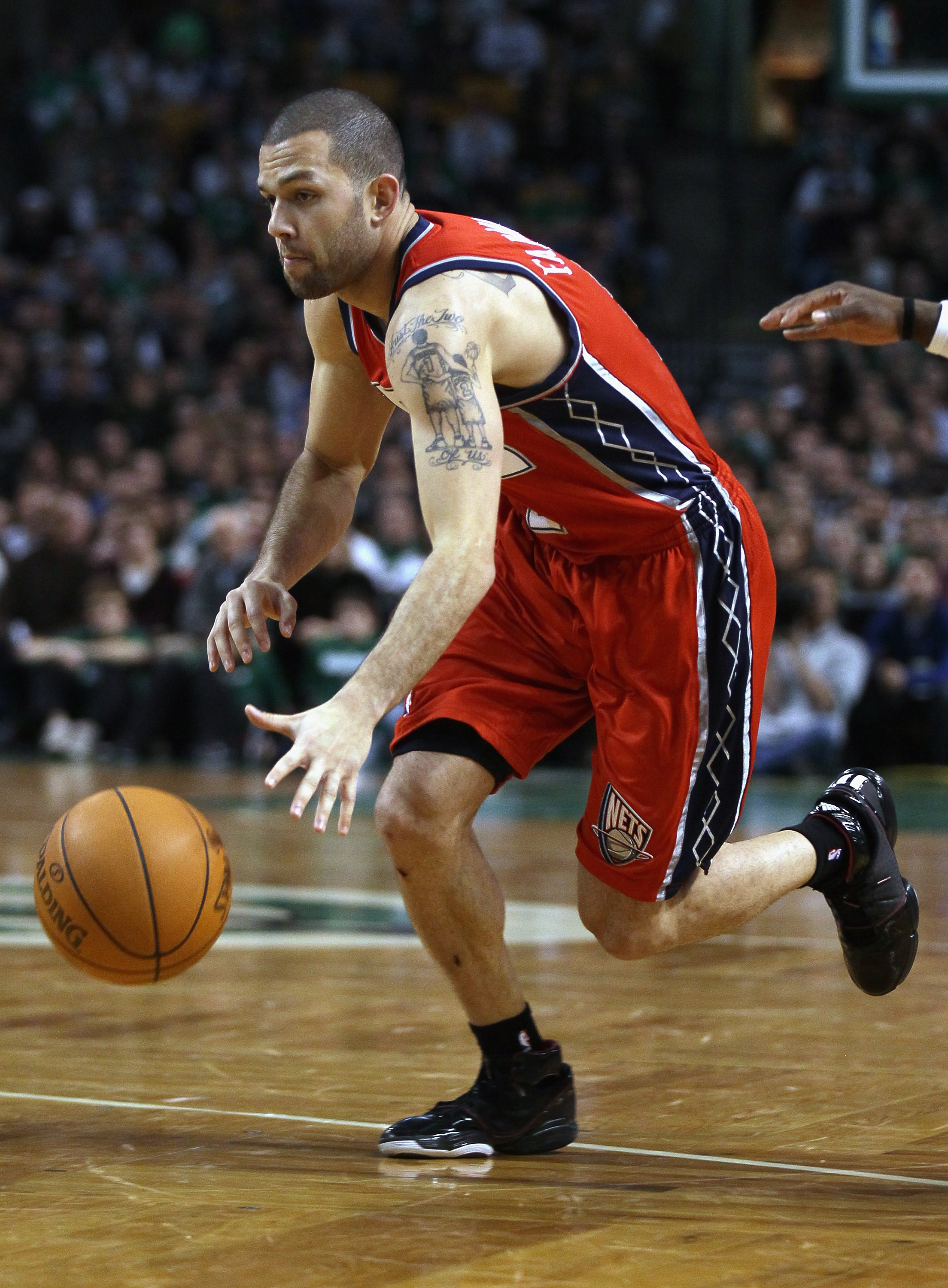 BOSTON - NOVEMBER 24:  Jordan Farmar #2 of the New Jersey Nets drives to the net in the second half against the Boston Celtics on November 24, 2010 at the TD Garden in Boston, Massachusetts. The Celtics defeated the nets 89-83. NOTE TO USER: User expressl