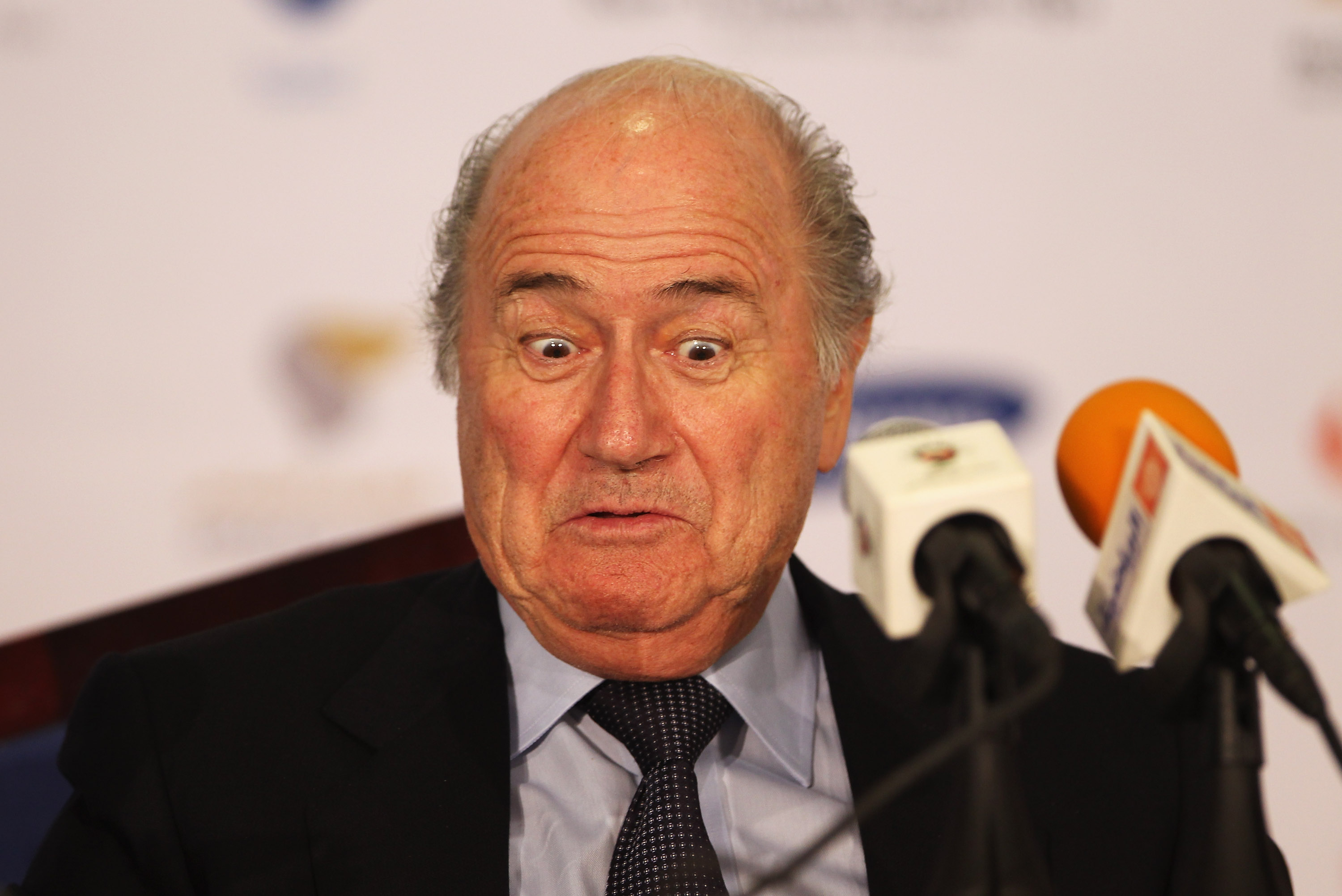 MUSCAT, OMAN - DECEMBER 09:  President of FIFA, Jospeh Sepp Blatter attends a press conference with the Oman Football Association at the Main Press Centre, Al-Musannah Sports City on December 9, 2010 in Muscat, Oman.  (Photo by Bryn Lennon/Getty Images)
