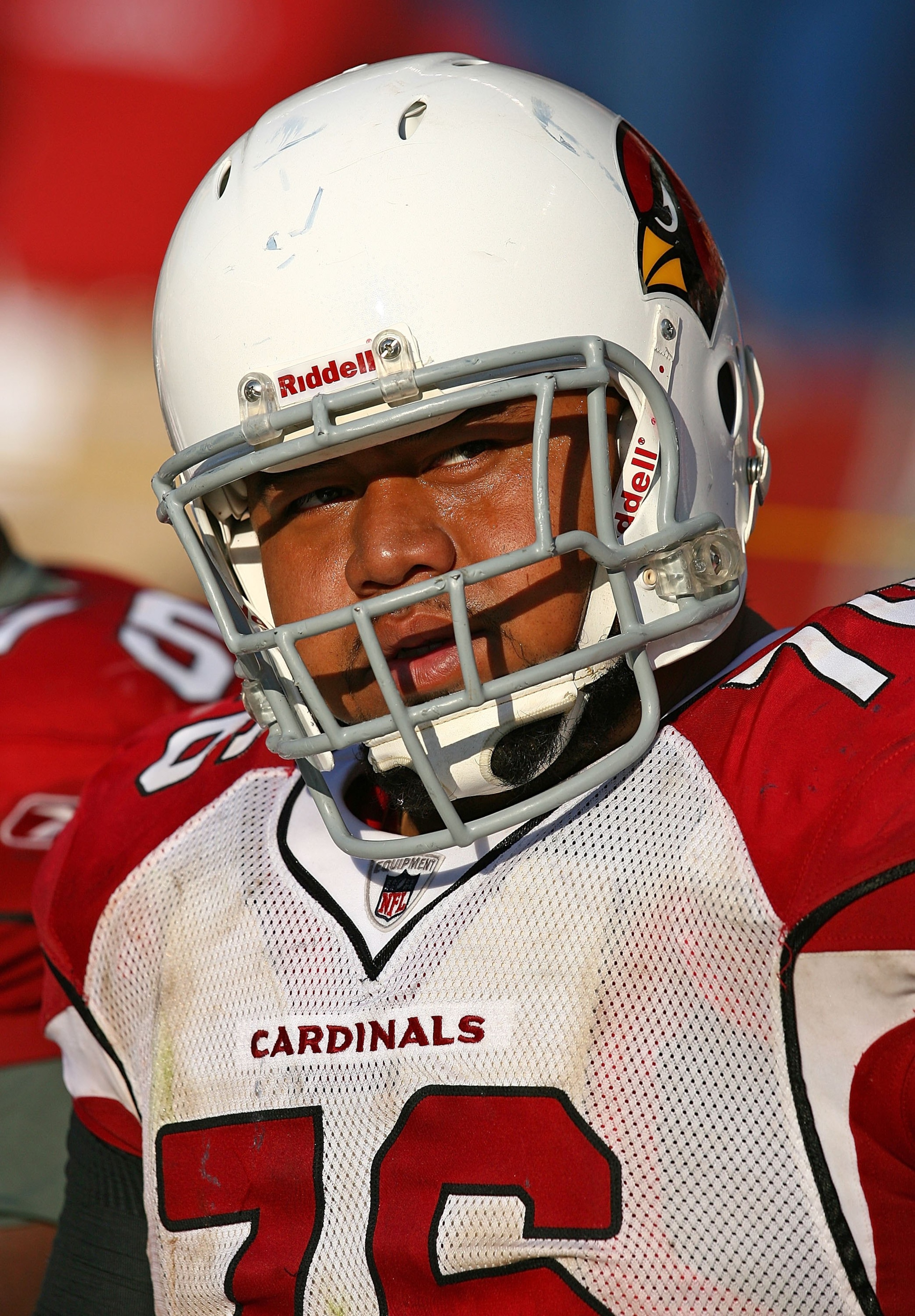 CHICAGO - NOVEMBER 08: Deuce Lutui #76 of the Arizona Cardinals rests on the bench during a game against the Chicago Bears at Soldier Field on November 8, 2009 in Chicago, Illinois. The Cardinals defeated the Bears 41-21. (Photo by Jonathan Daniel/Getty I