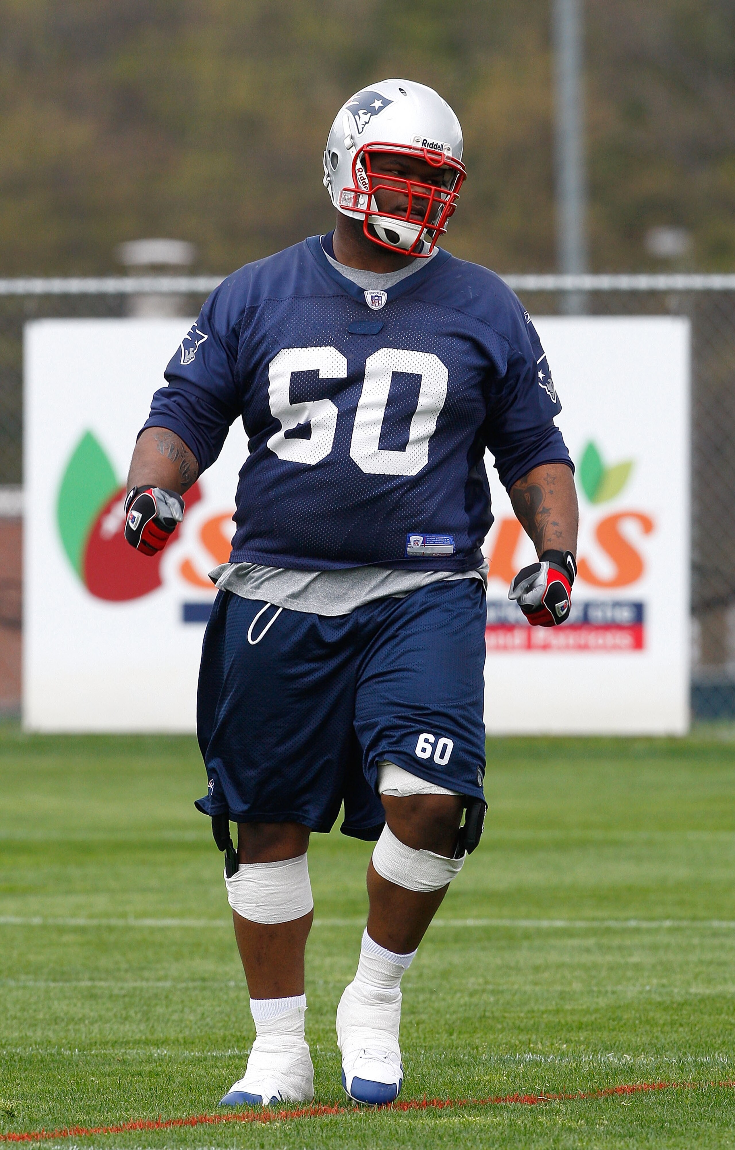 FOXBOROUGH - MAY 2: Ron Brace #60 participates in a drill during the New England Patriots Minicamp at Gillette Stadium May 2, 2009 in Foxborough, Massachusetts. (Photo by Jim Rogash/Getty Images)