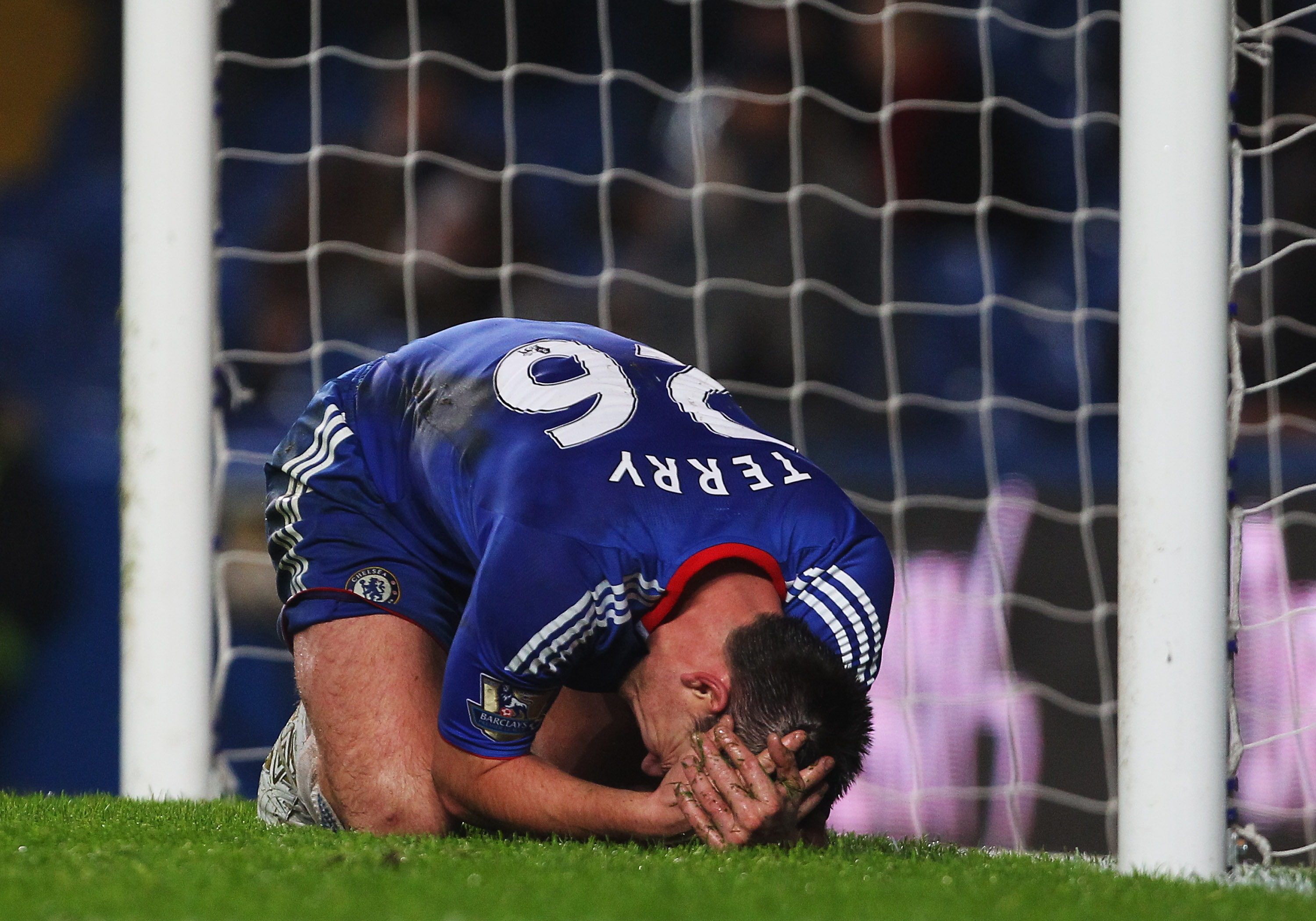 LONDON, UNITED KINGDOM - DECEMBER 29:  John Terry of Chelsea reacts during the Barclays Premier League match between Chelsea and Bolton Wanderers at Stamford Bridge on December 29, 2010 in London, England.  (Photo by Clive Rose/Getty Images)