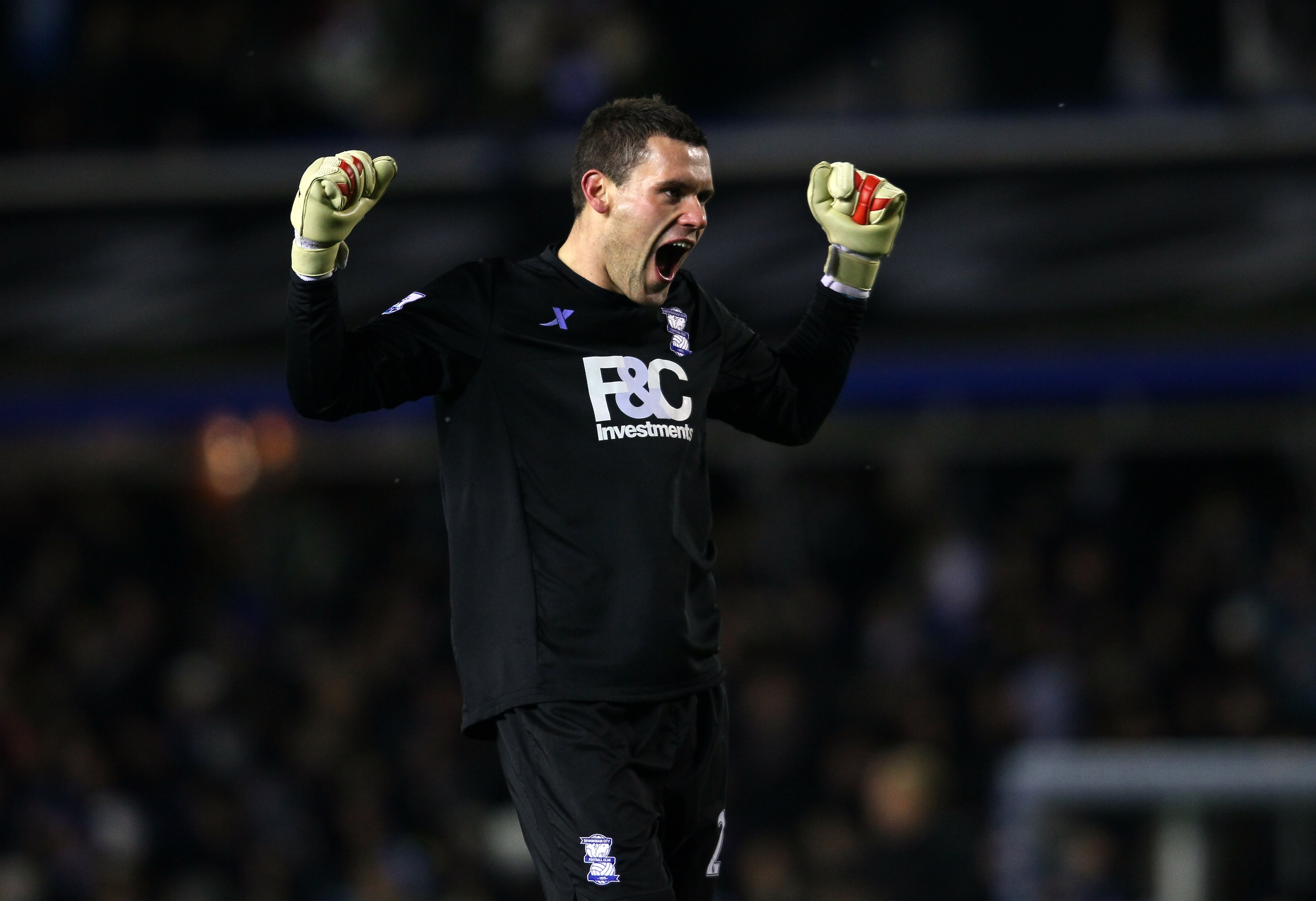 BIRMINGHAM, ENGLAND - DECEMBER 01: Birmingham keeper Ben Foster celebrates the City goal during the Carling Cup Quarter Final between Birmingham City and Aston Villa at St Andrews on December 1, 2010 in Birmingham, England. (Photo by Stu Forster/Getty I BIRMINGHAM, ENGLAND - DECEMBER 01: Birmingham keeper Ben Foster celebrates the City goal during the Carling Cup Quarter Final between Birmingham City and Aston Villa at St Andrews on December 1, 2010 in Birmingham, England. (Photo by Stu Forster/Getty I