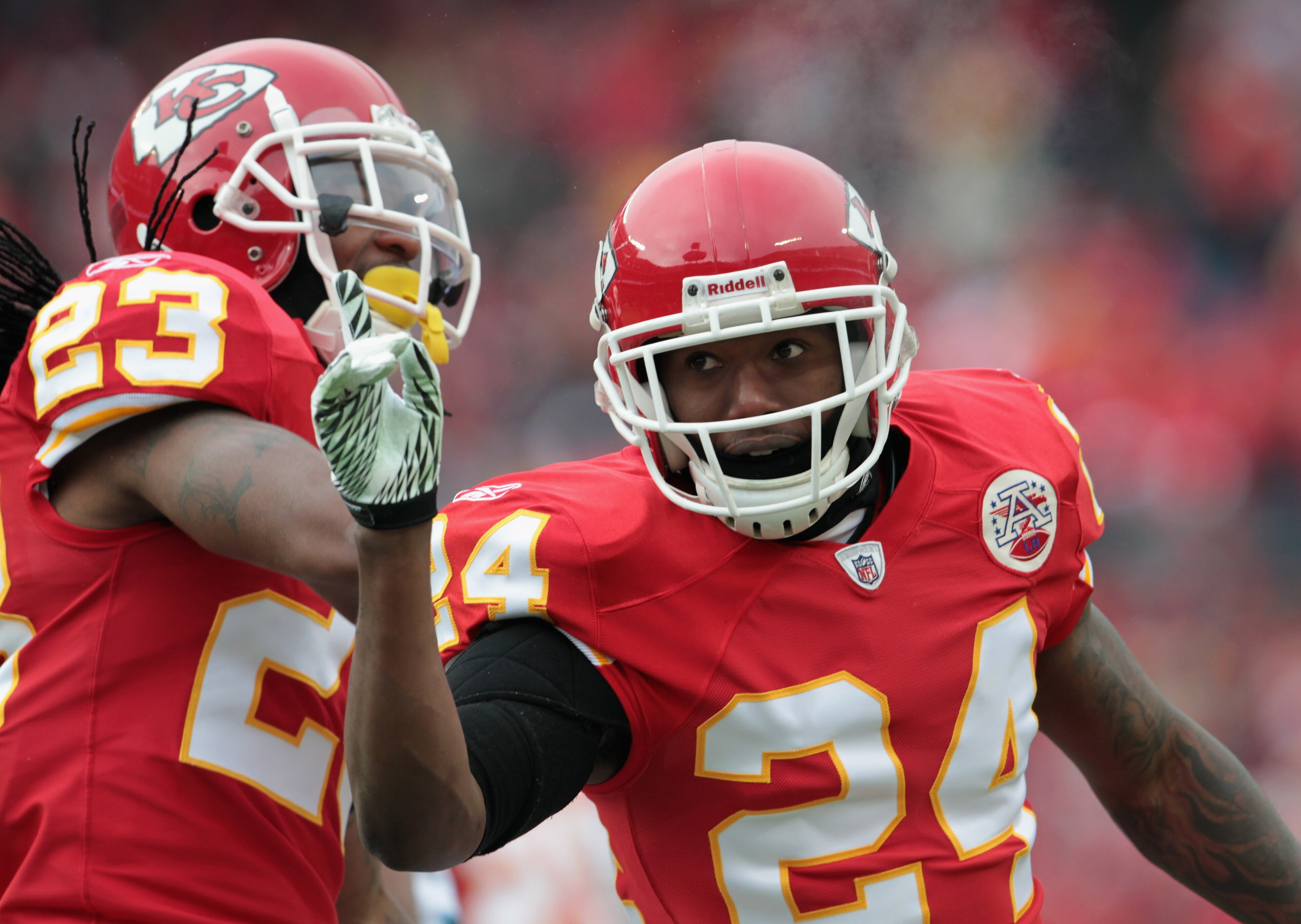KANSAS CITY, MO - DECEMBER 26:  Brandon Flowers #24 of the Kansas City Chiefs in action during the game against the Tennessee Titans on December 26, 2010 at Arrowhead Stadium in Kansas City, Missouri.  (Photo by Jamie Squire/Getty Images)