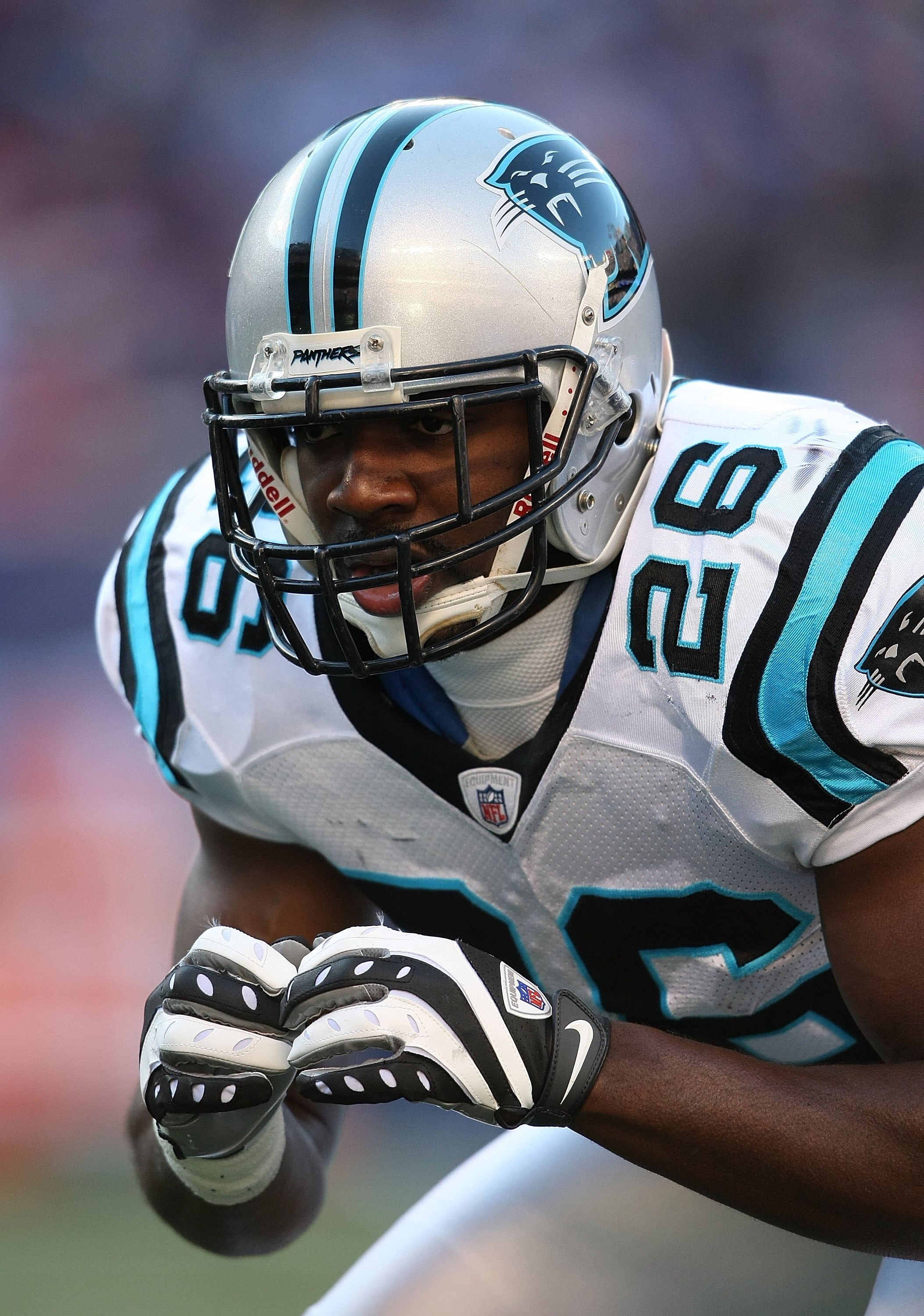 EAST RUTHERFORD, NJ - DECEMBER 27: Quinton Teal #26 of the Carolina Panthers against the New York Giants at Giants Stadium on December 27, 2009 in East Rutherford, New Jersey.  (Photo by Nick Laham/Getty Images)