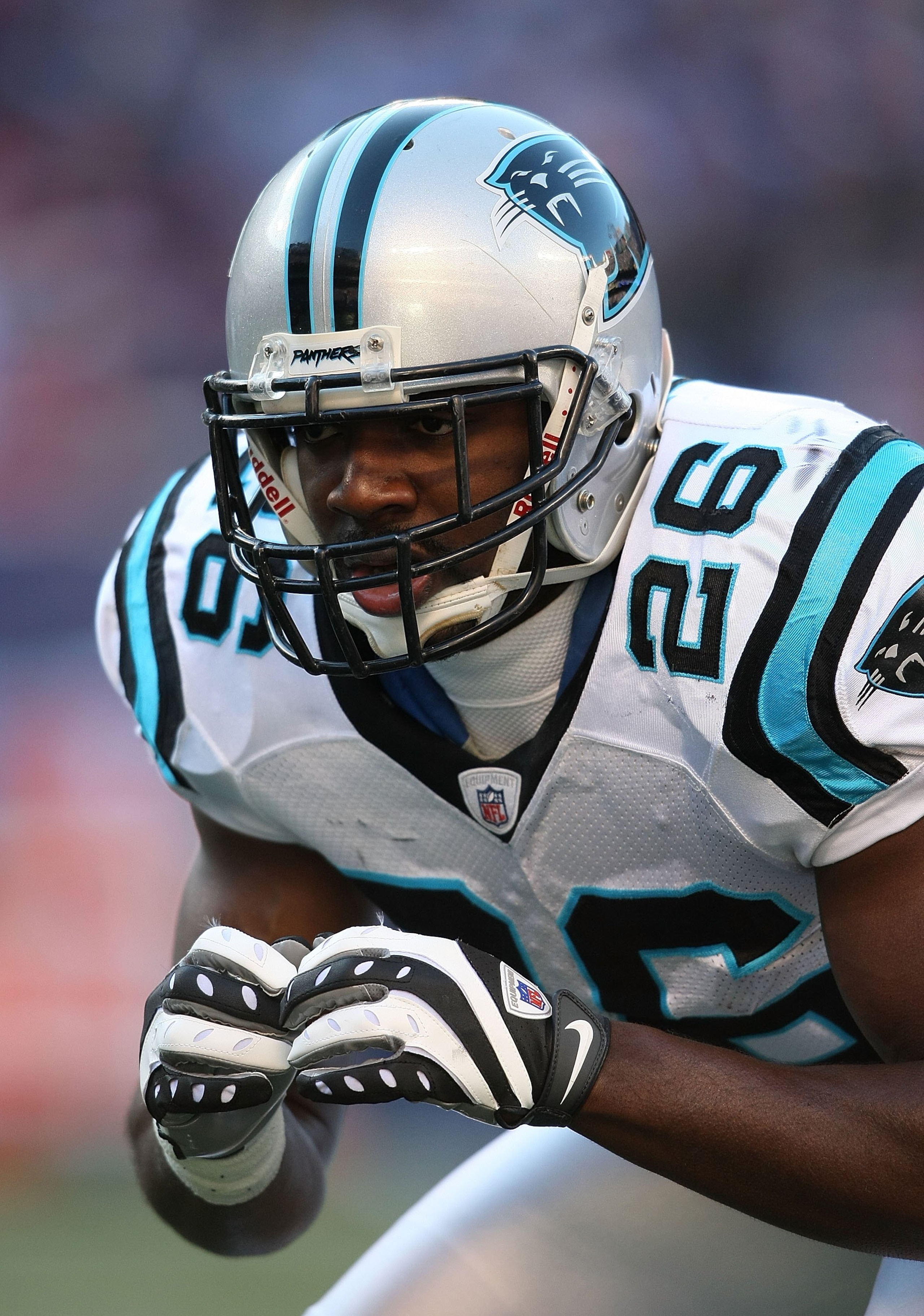 EAST RUTHERFORD, NJ - DECEMBER 27: Quinton Teal #26 of the Carolina Panthers against the New York Giants at Giants Stadium on December 27, 2009 in East Rutherford, New Jersey.  (Photo by Nick Laham/Getty Images)