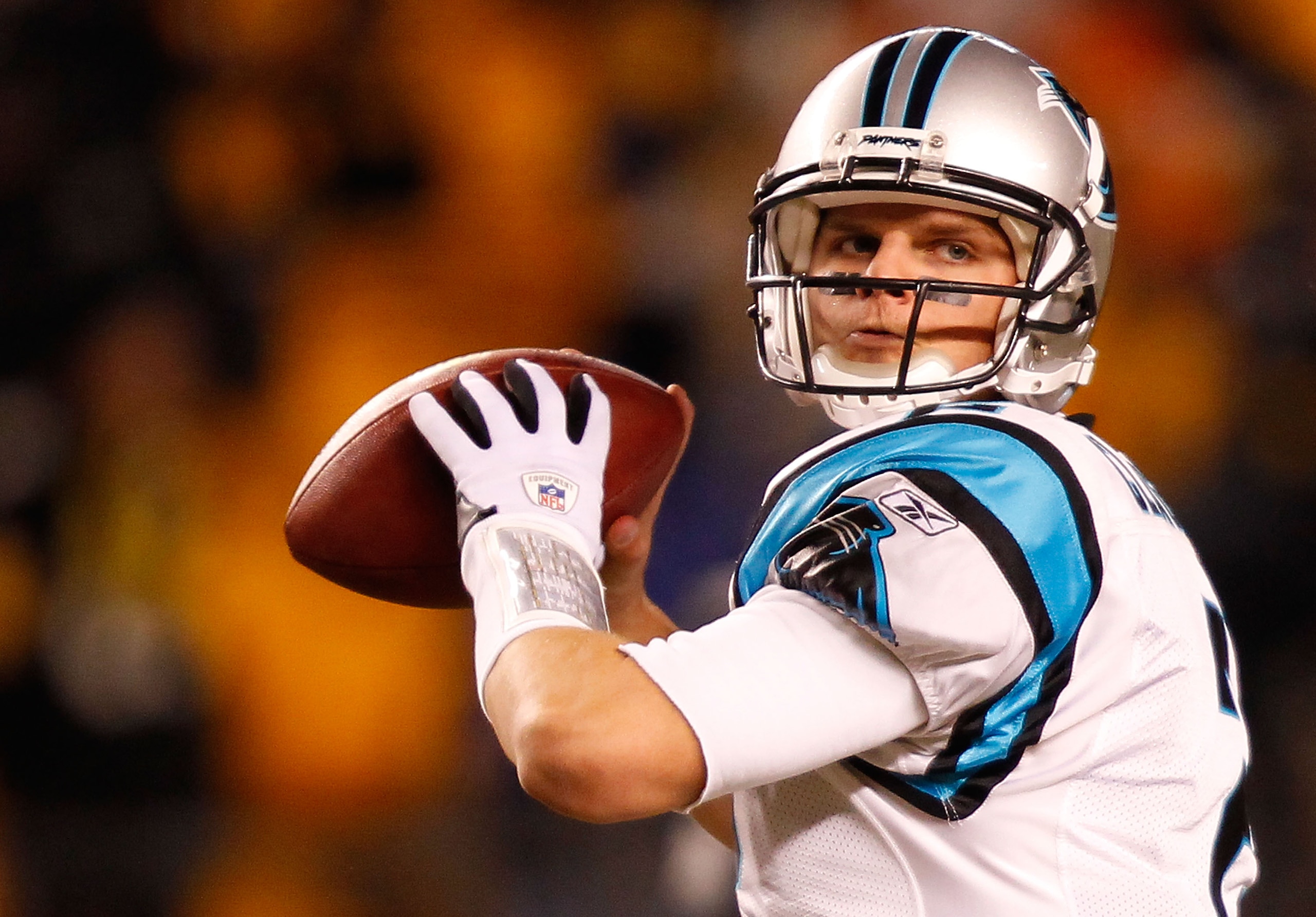 PITTSBURGH - DECEMBER 23:  Jimmy Clausen #2 of the Carolina Panthers warms up prior to the game against the Pittsburgh Steelers on December 23, 2010 at Heinz Field in Pittsburgh, Pennsylvania.  (Photo by Jared Wickerham/Getty Images)