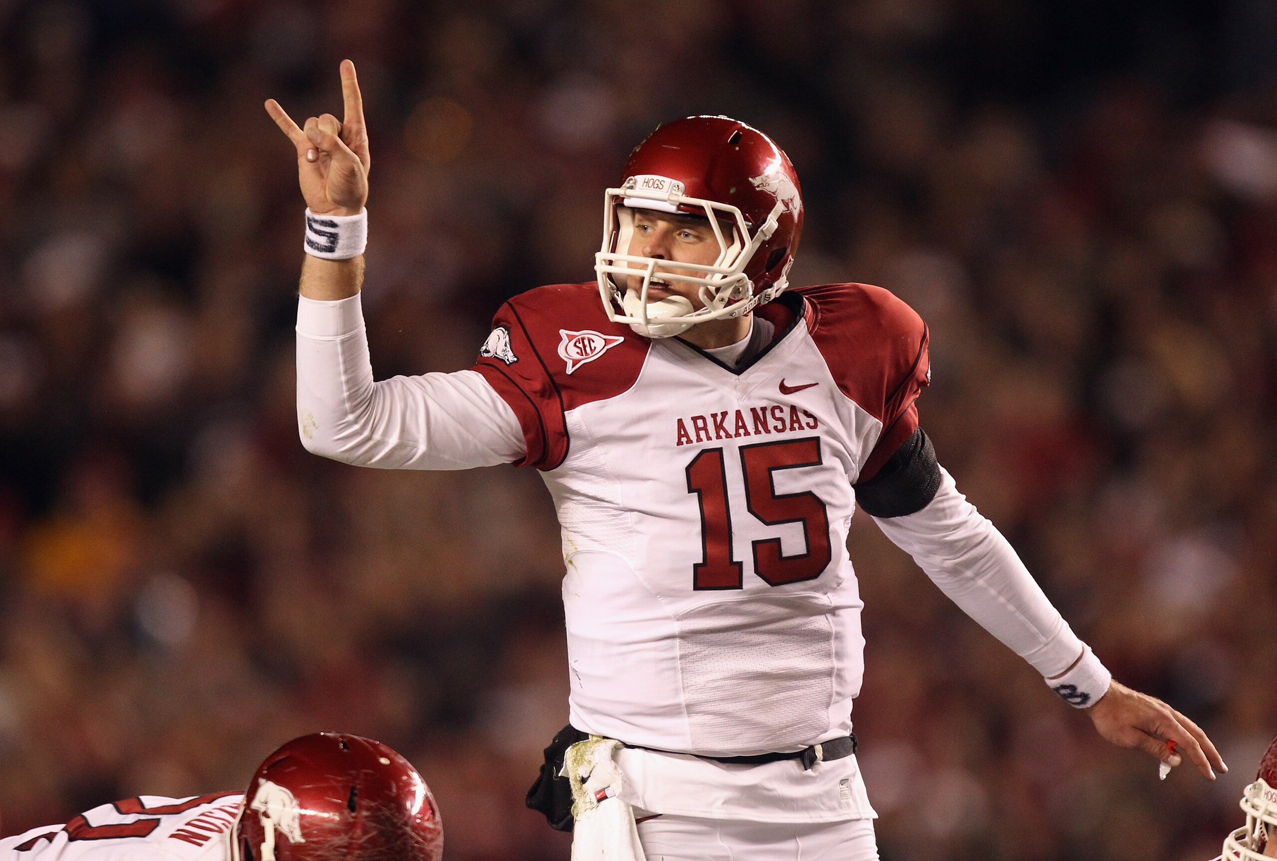 COLUMBIA, SC - NOVEMBER 06: Ryan Mallett #15 of the Arkansas Razorbacks against the South Carolina Gamecocks during their game at Williams-Brice Stadium on November 6, 2010 in Columbia, South Carolina. (Photo by Streeter Lecka/Getty Images) COLUMBIA, SC - NOVEMBER 06: Ryan Mallett #15 of the Arkansas Razorbacks against the South Carolina Gamecocks during their game at Williams-Brice Stadium on November 6, 2010 in Columbia, South Carolina. (Photo by Streeter Lecka/Getty Images)