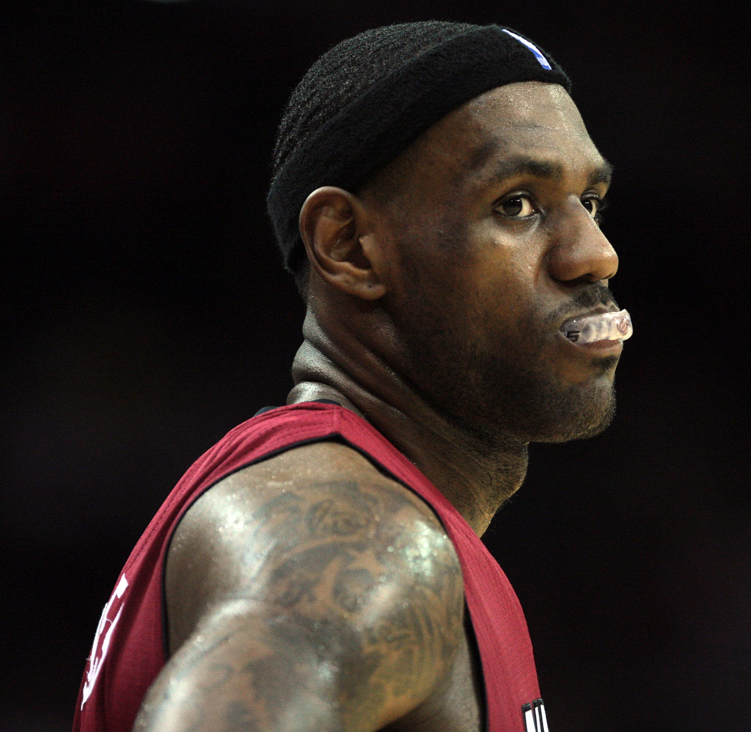HOUSTON - DECEMBER 29: LeBron James #6 of the Miami Heat looks on during a time out in second half during a game against the Houston Rockets at Toyota Center on December 29, 2010 in Houston, Texas. Miami won 125-119.  NOTE TO USER: User expressly acknowle