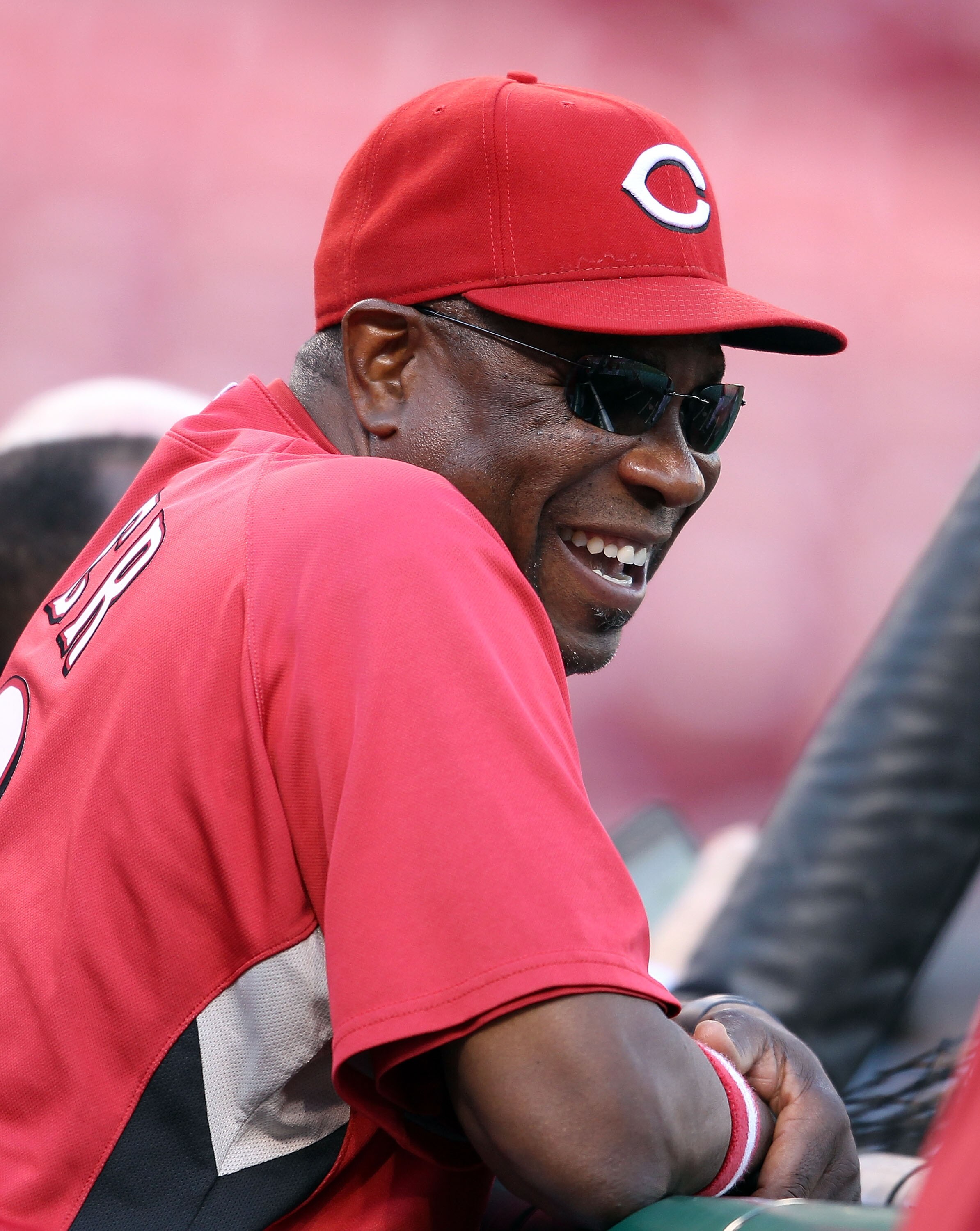 CINCINNATI - OCTOBER 10:  Dusty Baker the Manager of the Cincinnati Reds takes in batting practice before the start of  Game 3 of the NLDS against the Philadelphia Phillies  at Great American Ball Park on October 10, 2010 in Cincinnati, Ohio.  (Photo by A