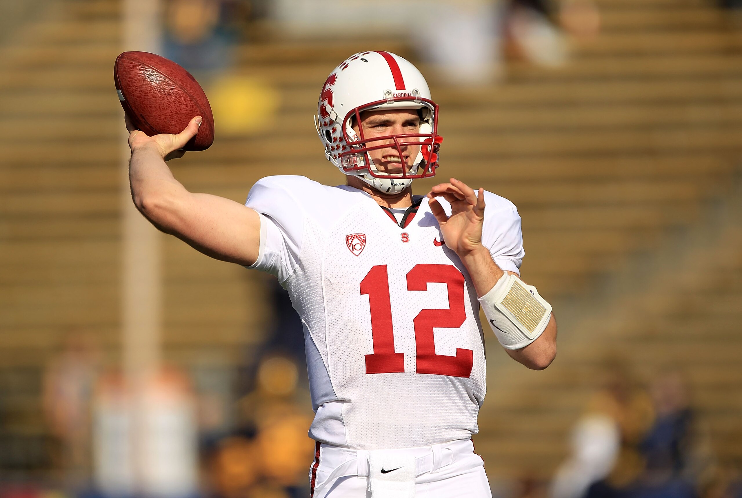BERKELEY, CA - NOVEMBER 20:  Andrew Luck #12 of the Stanford Cardinal warms up before their game against the California Golden Bears at California Memorial Stadium on November 20, 2010 in Berkeley, California.  (Photo by Ezra Shaw/Getty Images)