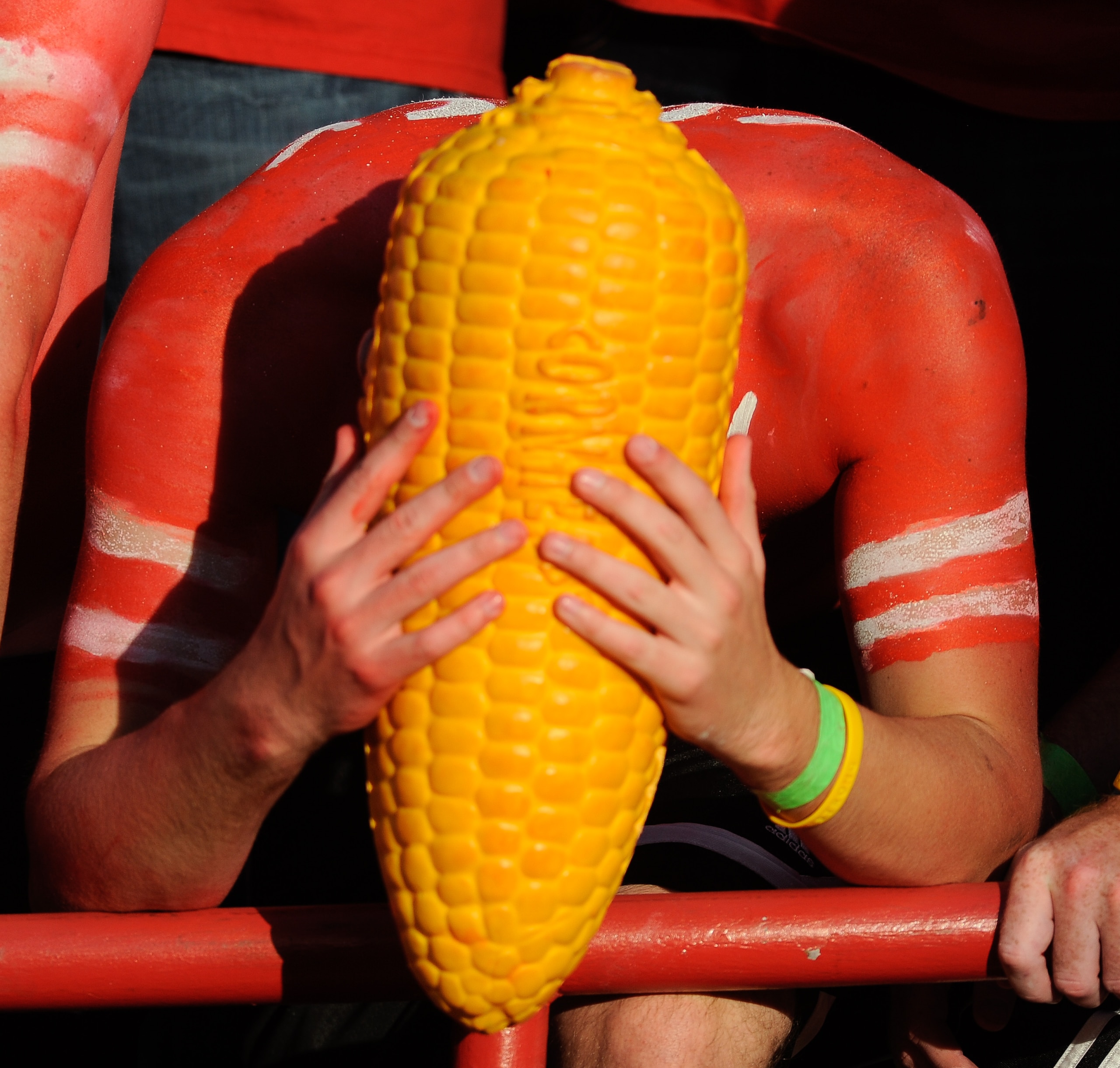 LINCOLN, NE - OCTOBER 16: A dejected Nebraska Cornhusker fan shows his displeasure during second half action of the game between the Nebraska Cornhusker and the Texas Longhorns at Memorial Stadium on October 16, 2010 in Lincoln, Nebraska. Texas Defeated N