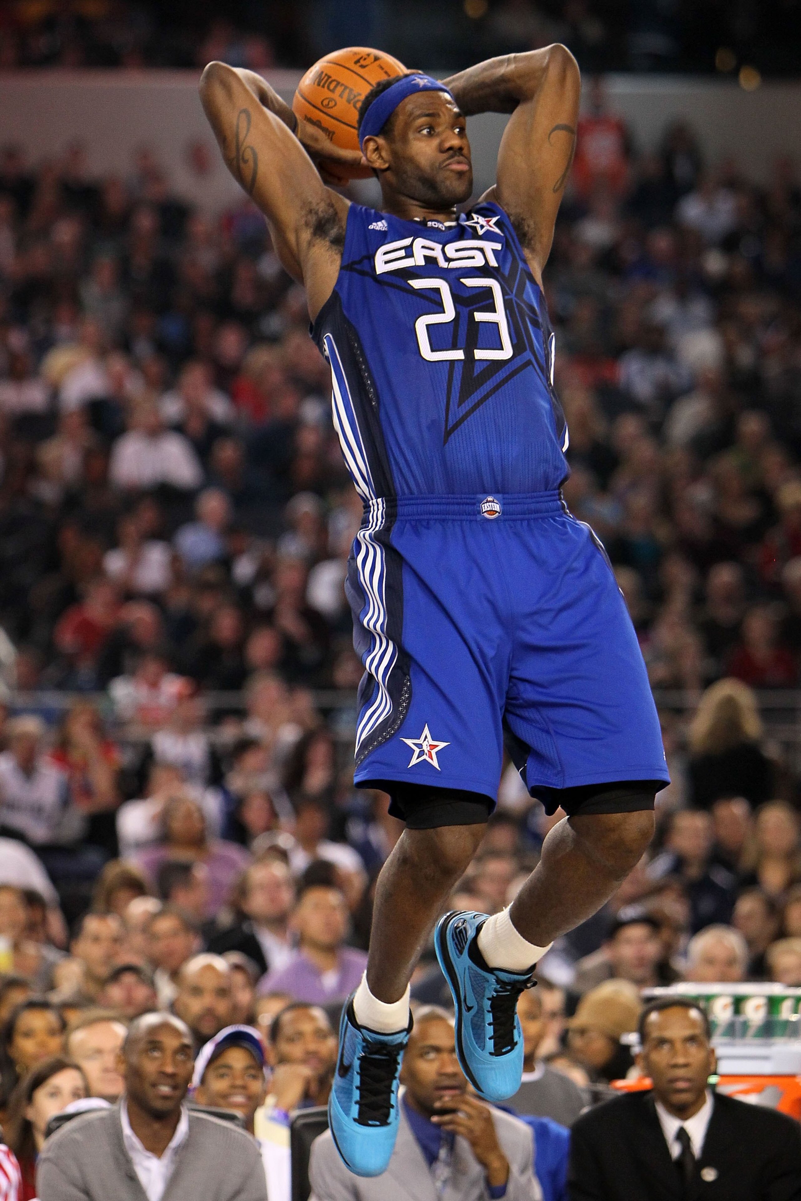 ARLINGTON, TX - FEBRUARY 14:  LeBron James #23 of the Eastern Conference throws a pass during the first half of the NBA All-Star Game, part of 2010 NBA All-Star Weekend at Cowboys Stadium on February 14, 2010 in Arlington, Texas. The Eastern Conference de