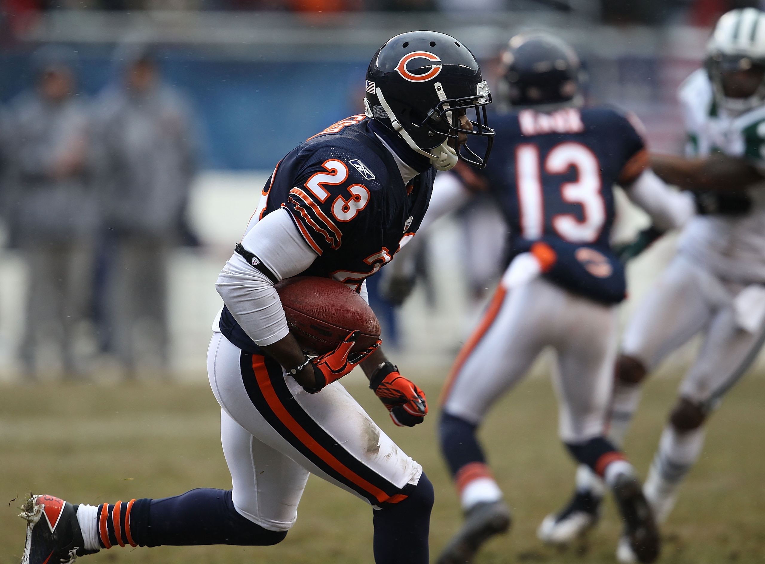 CHICAGO, IL - DECEMBER 26: Devin Hester #23 of the Chicago Bears runs against the New York Jets at Soldier Field on December 26, 2010 in Chicago, Illinois. The Bears defeated the Jets 38-34. (Photo by Jonathan Daniel/Getty Images)