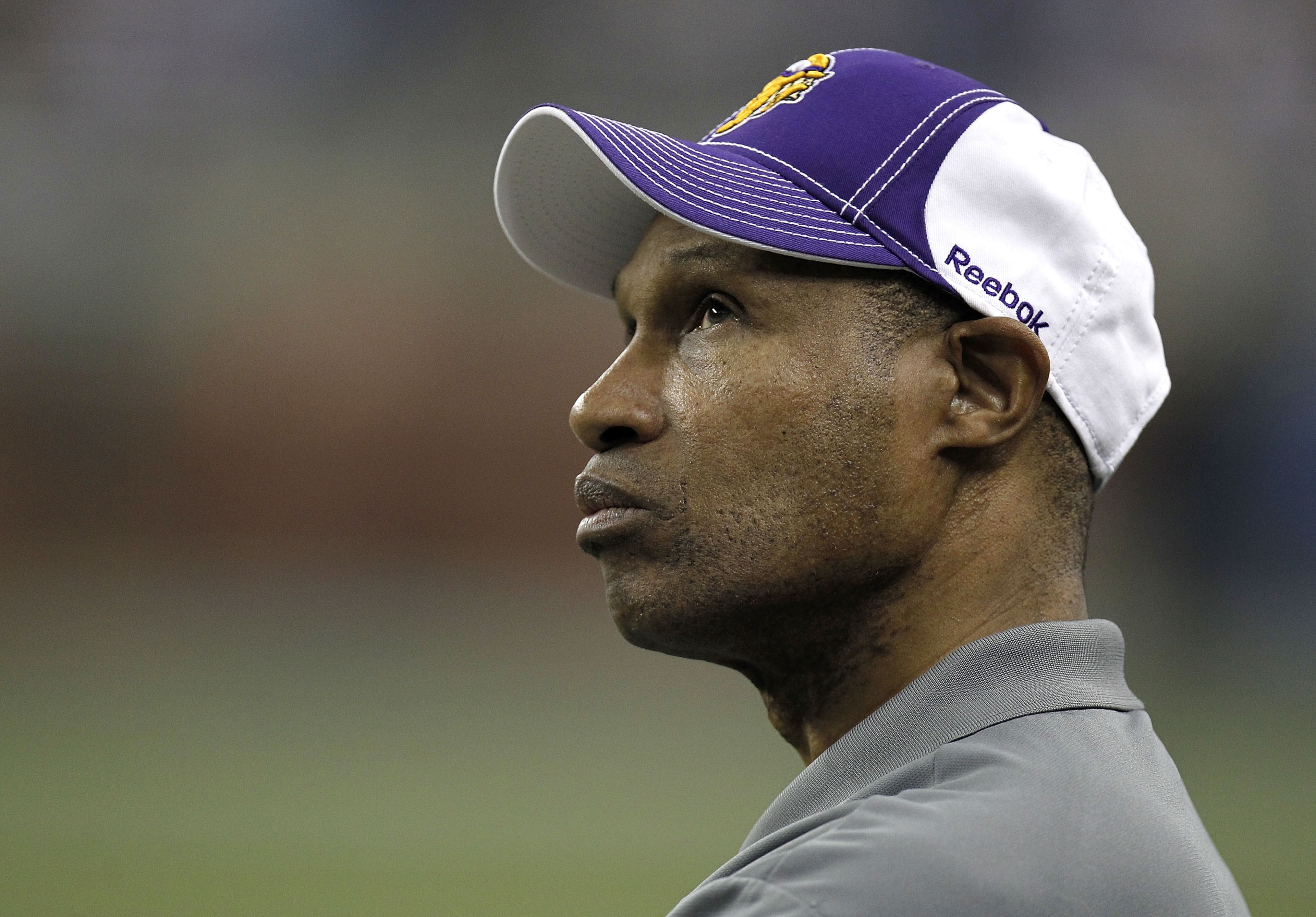 DETROIT, MI - JANUARY 02:  Interim head coach Leslie Frazier of the Minnesota Vikings looks on from the bench while playing the Detroit Lions at Ford Field on January 2, 2011 in Detroit, Michigan. Detroit won the game 20-13.  (Photo by Gregory Shamus/Gett