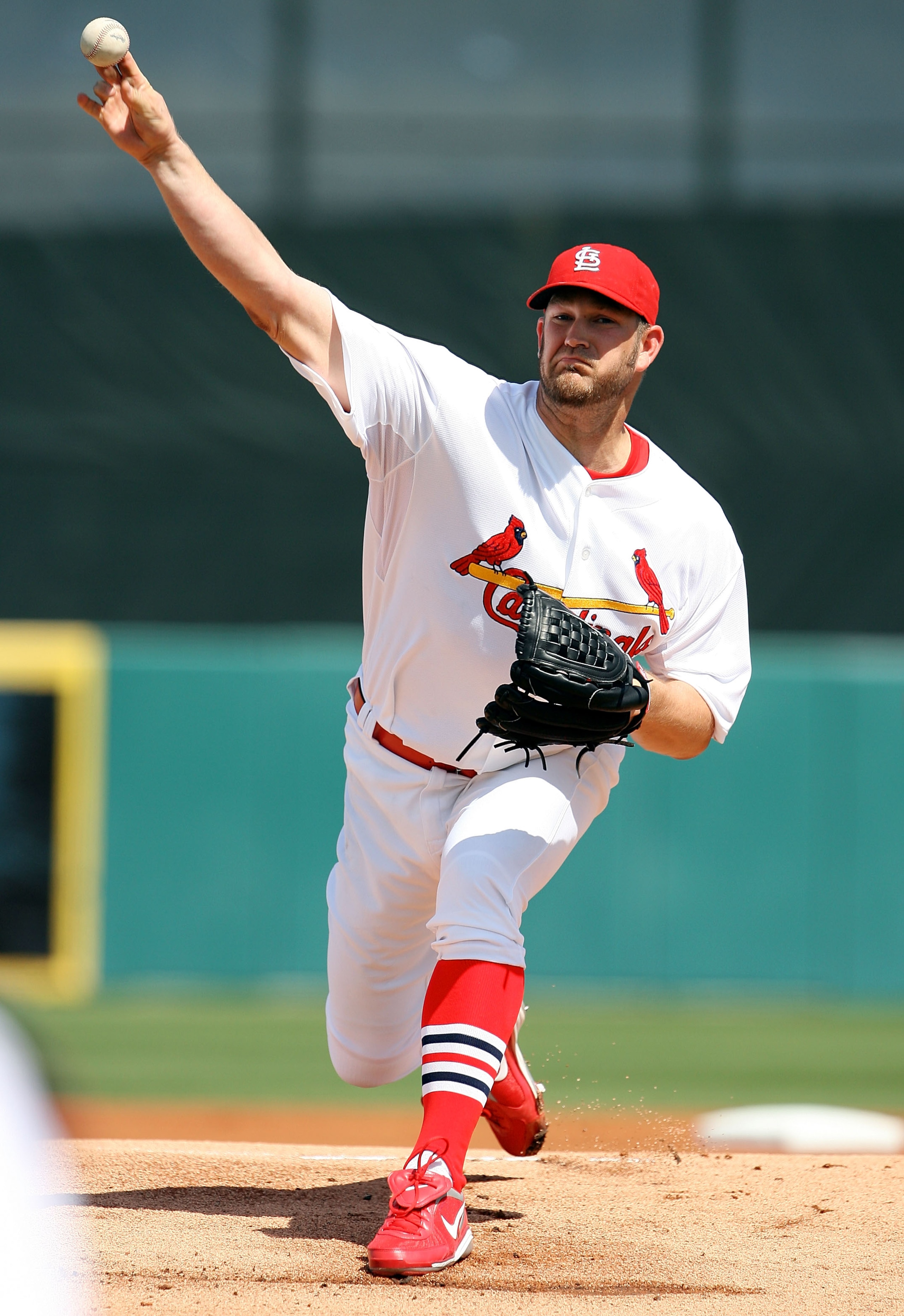 JUPITER, FL - MARCH 10: Starting pitcher Brad Penny #33 of the St Louis Cardinals pitches against the Washington Nationals at Roger Dean Stadium on March 10, 2010 in Jupiter, Florida. (Photo by Doug Benc/Getty Images) JUPITER, FL - MARCH 10: Starting pitcher Brad Penny #33 of the St Louis Cardinals pitches against the Washington Nationals at Roger Dean Stadium on March 10, 2010 in Jupiter, Florida. (Photo by Doug Benc/Getty Images)
