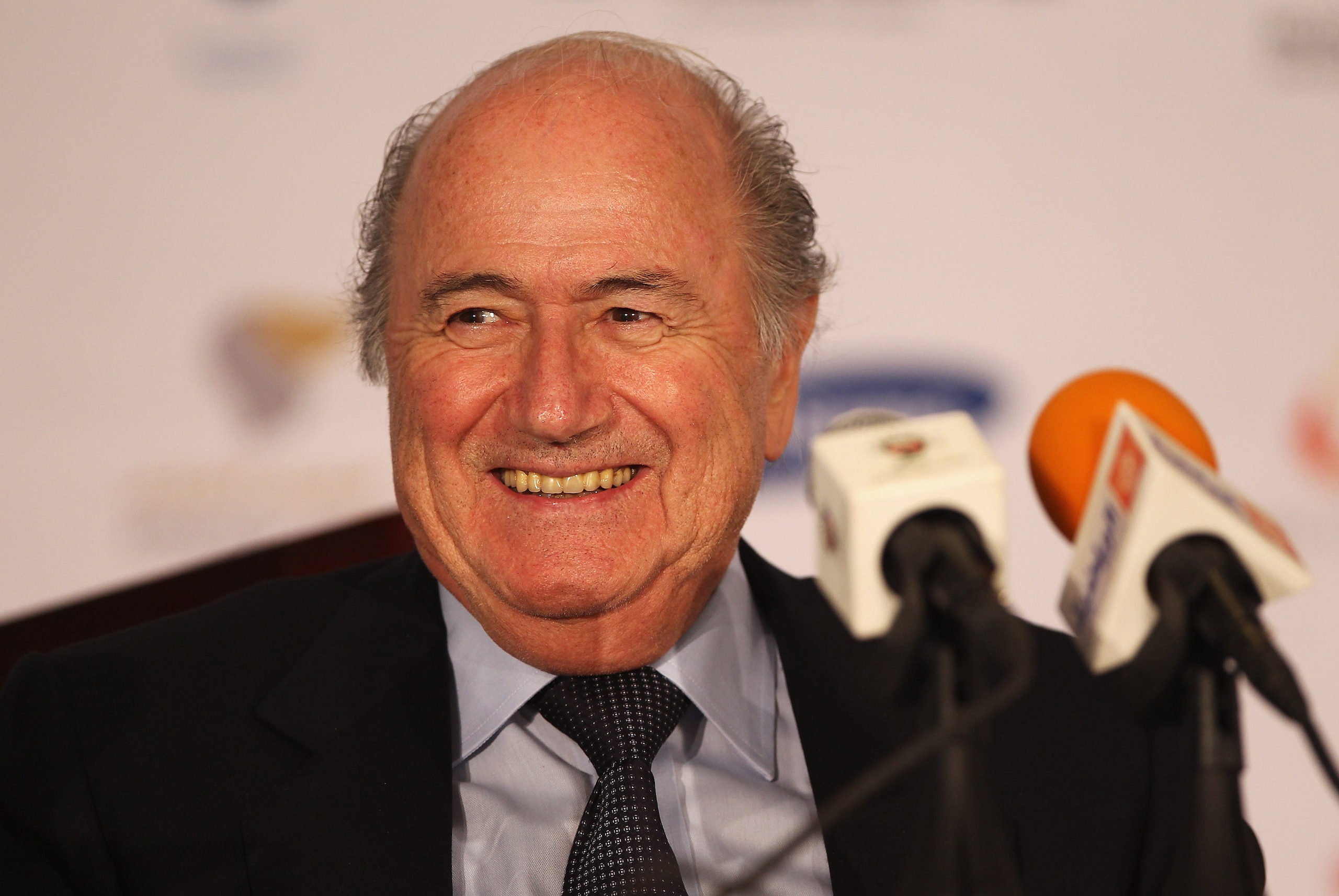 MUSCAT, OMAN - DECEMBER 09: President of FIFA, Jospeh Sepp Blatter attends a press conference with the Oman Football Association at the Main Press Centre, Al-Musannah Sports City on December 9, 2010 in Muscat, Oman. (Photo by Bryn Lennon/Getty Images) MUSCAT, OMAN - DECEMBER 09: President of FIFA, Jospeh Sepp Blatter attends a press conference with the Oman Football Association at the Main Press Centre, Al-Musannah Sports City on December 9, 2010 in Muscat, Oman. (Photo by Bryn Lennon/Getty Images)