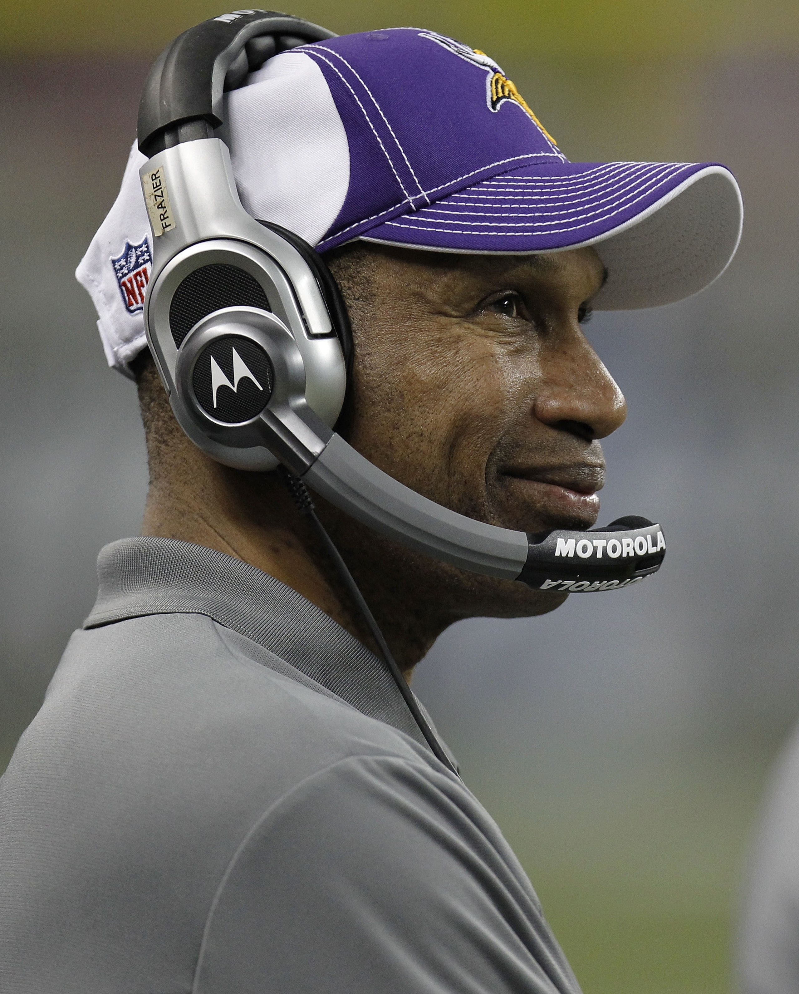 DETROIT, MI - JANUARY 02:  Interim head coach Leslie Frazier of the Minnesota Vikings looks on from the bench while playing the Detroit Lions at Ford Field on January 2, 2011 in Detroit, Michigan. Detroit won the game 20-13.  (Photo by Gregory Shamus/Gett