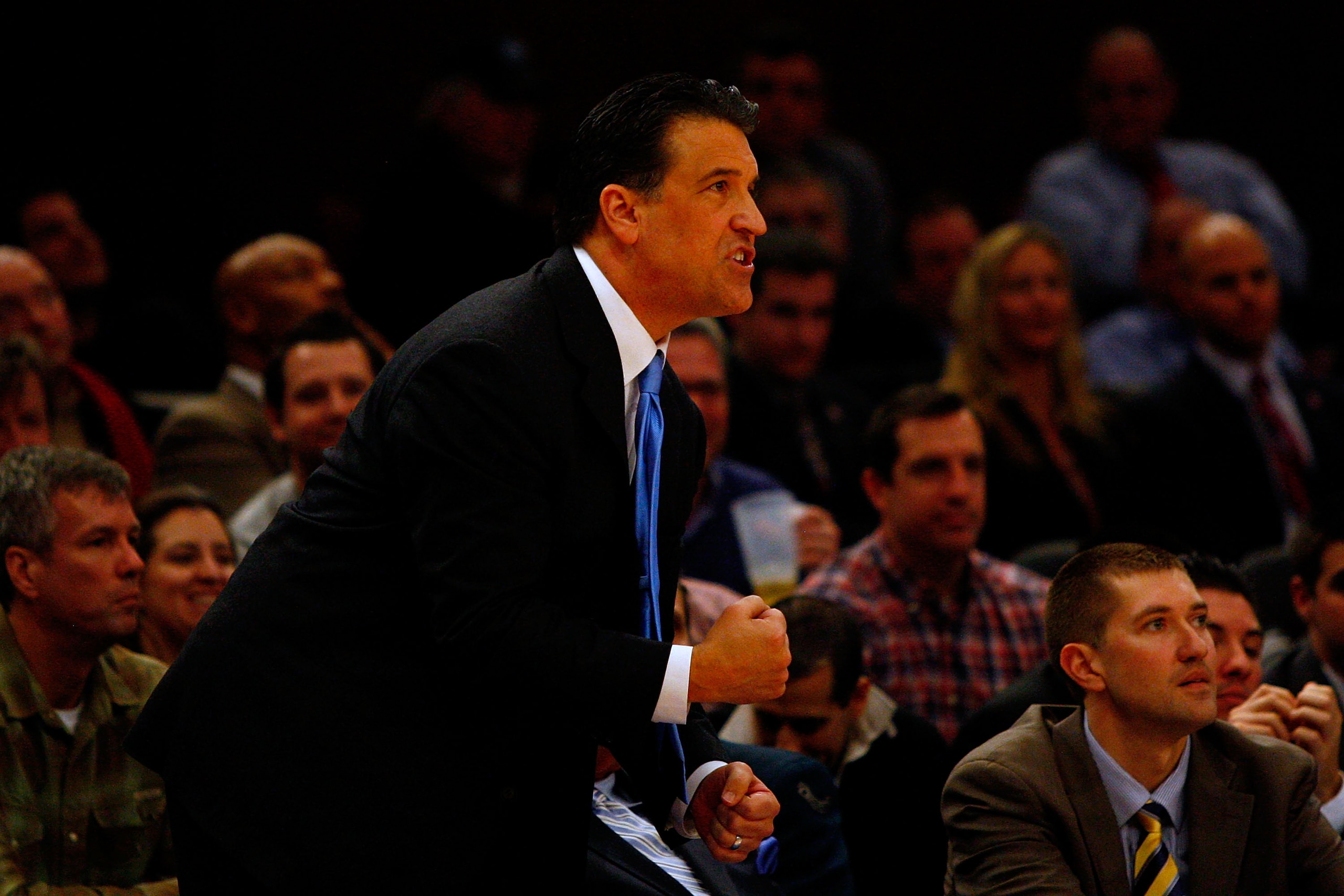 NEW YORK, NY - DECEMBER 20:  Head coach Steve Lavin of the St. John's Red Storm coaches against the Davidson Wildcats during the Madison Square Garden Holiday Festival at Madison Square Garden on December 20, 2010 in New York City.  (Photo by Chris Chambe