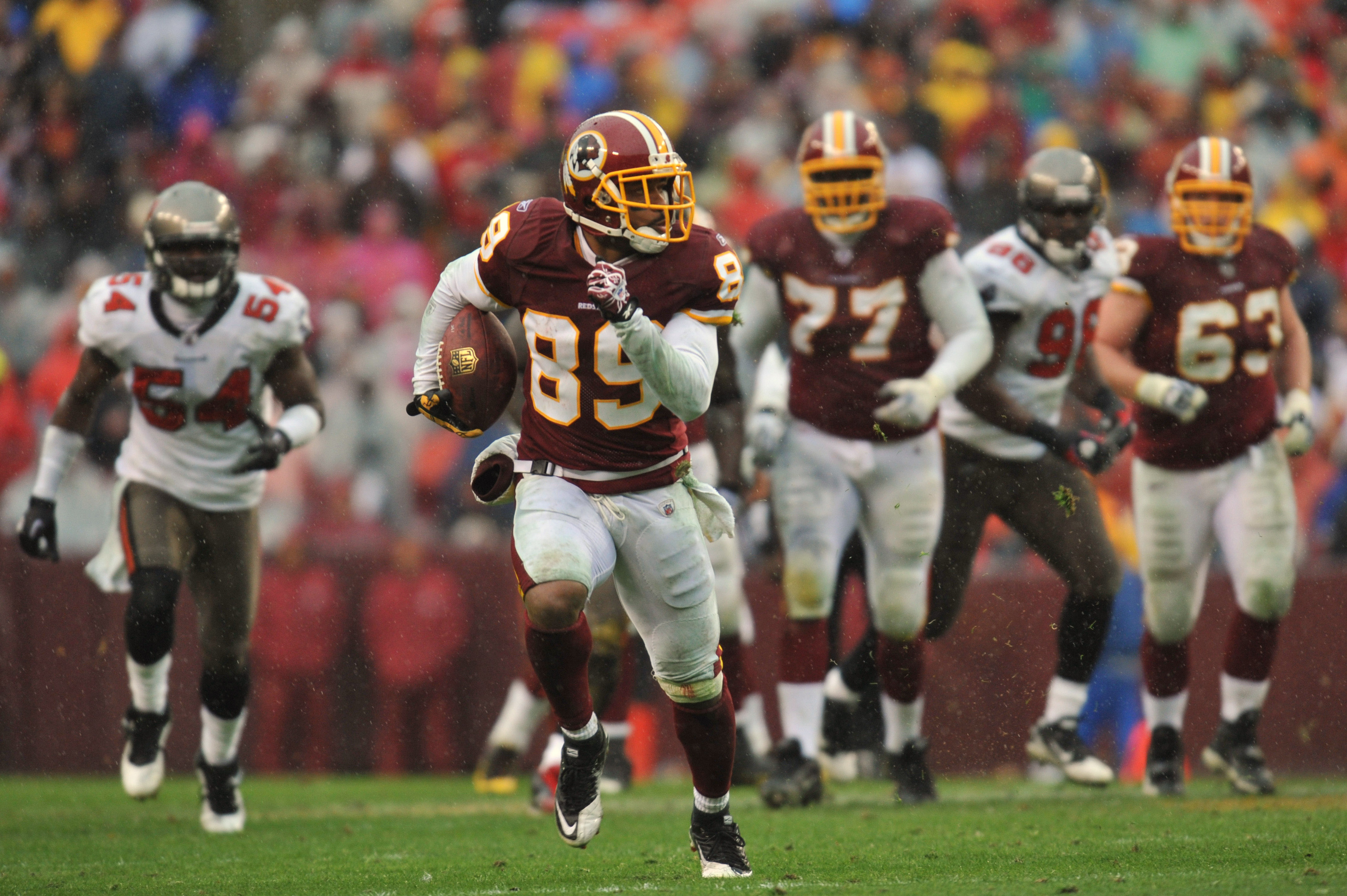 Washington Redskins' tight end Chris Cooley is seen on the sidelines  against the Green Bay Packers at FedEx Field in Landover, Maryland on  October 10, 2010. The Redskins went on to defeat