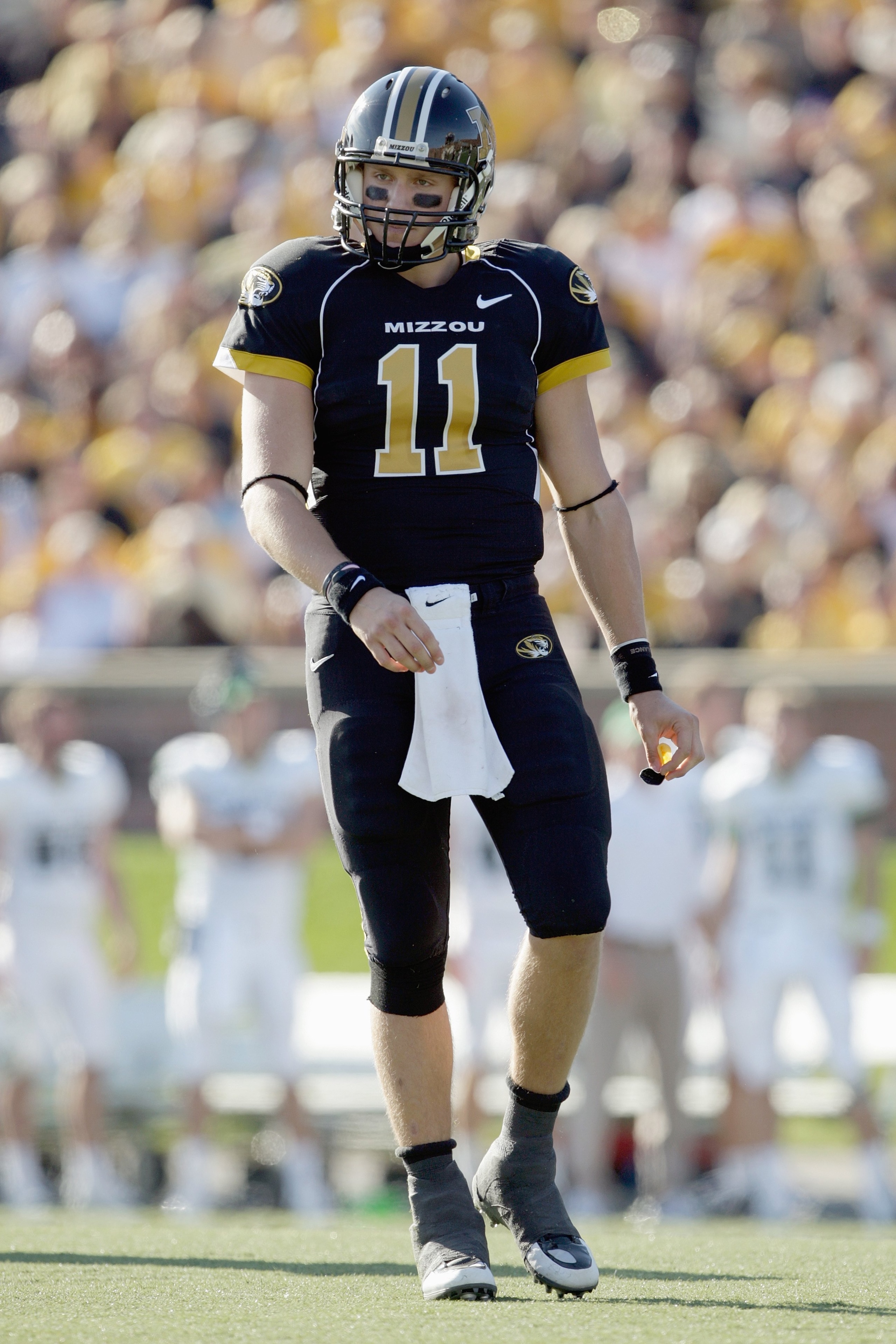 COLUMBIA, MO - NOVEMBER 7:  Quarterback Blaine Gabbert #11 of the Missouri Tigers walks on the field during the game against the Baylor Bears at Faurot Field/Memorial Stadium on November 7, 2009 in Columbia, Missouri. (Photo by Jamie Squire/Getty Images)