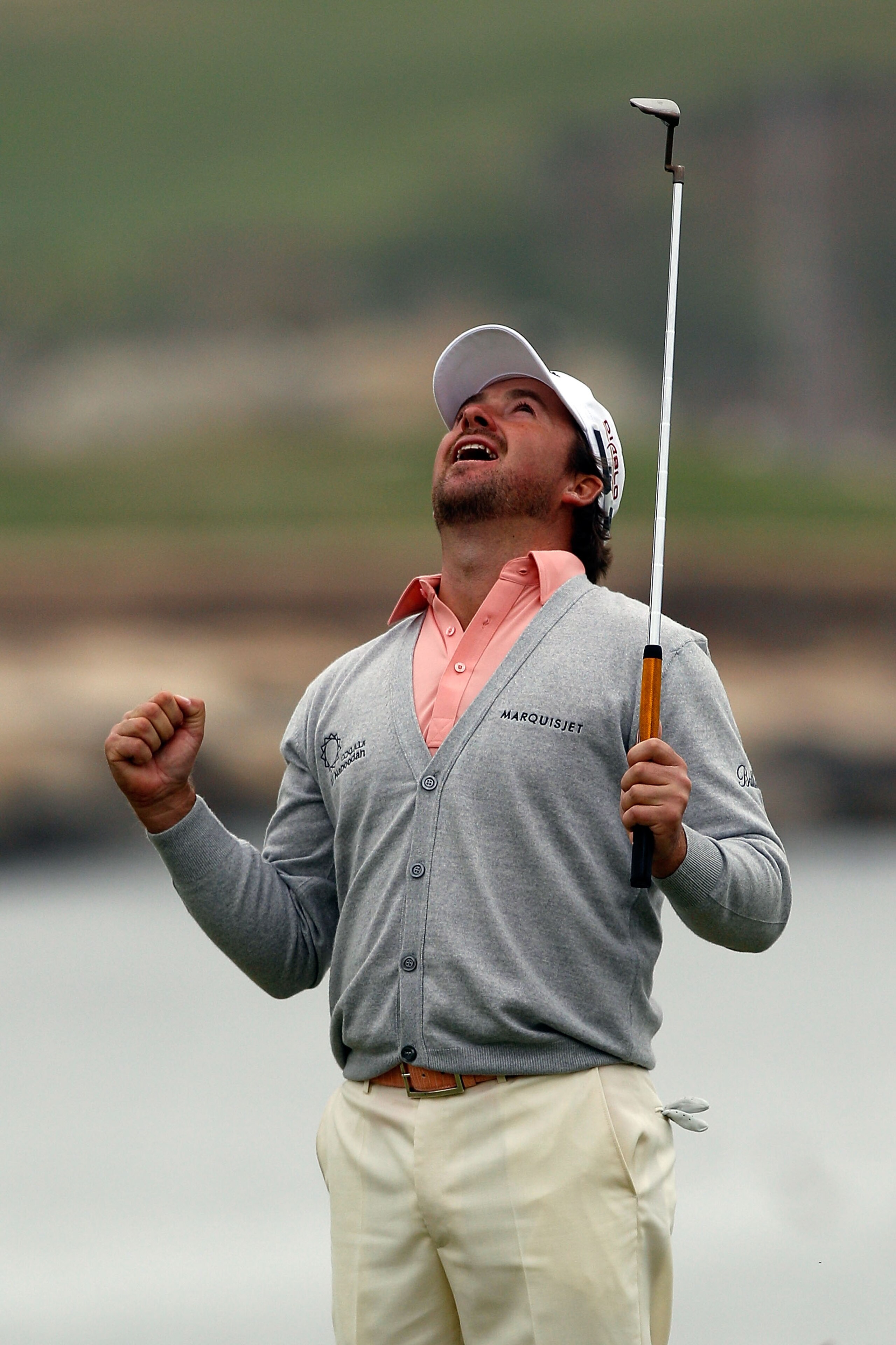 PEBBLE BEACH, CA - JUNE 20:  Graeme McDowell of Northern Ireland celebrates making par on the 18th hole to win the 110th U.S. Open at Pebble Beach Golf Links on June 20, 2010 in Pebble Beach, California.  (Photo by Donald Miralle/Getty Images)