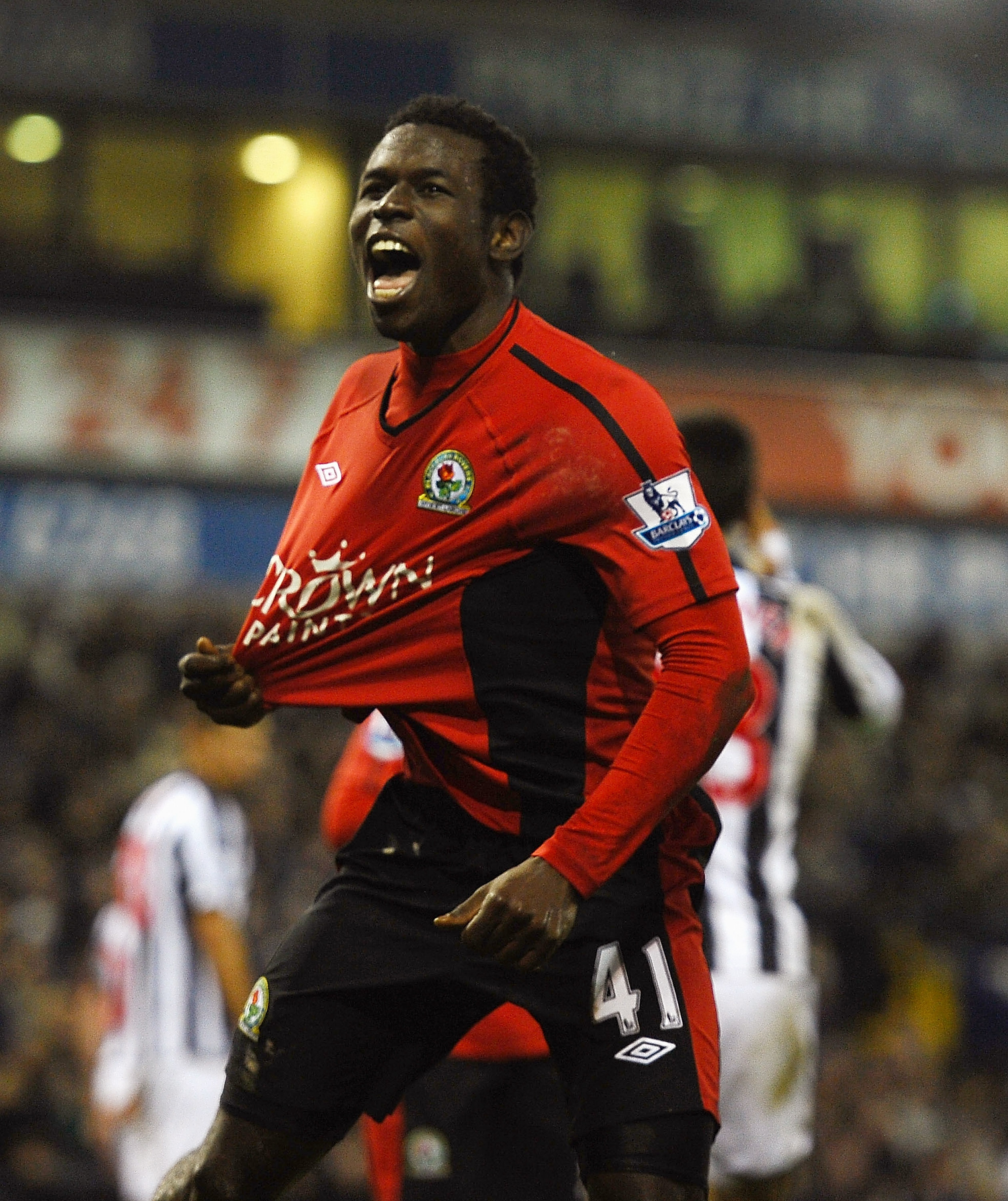 WEST BROMWICH, ENGLAND - DECEMBER 28:  Mame Biram Diouf of Blackburn Rovers celebrates scoring the third goal during the Barclays Premier League match between West Bromwich Albion and Blackburn Rovers at The Hawthorns on December 28, 2010 in West Bromwich