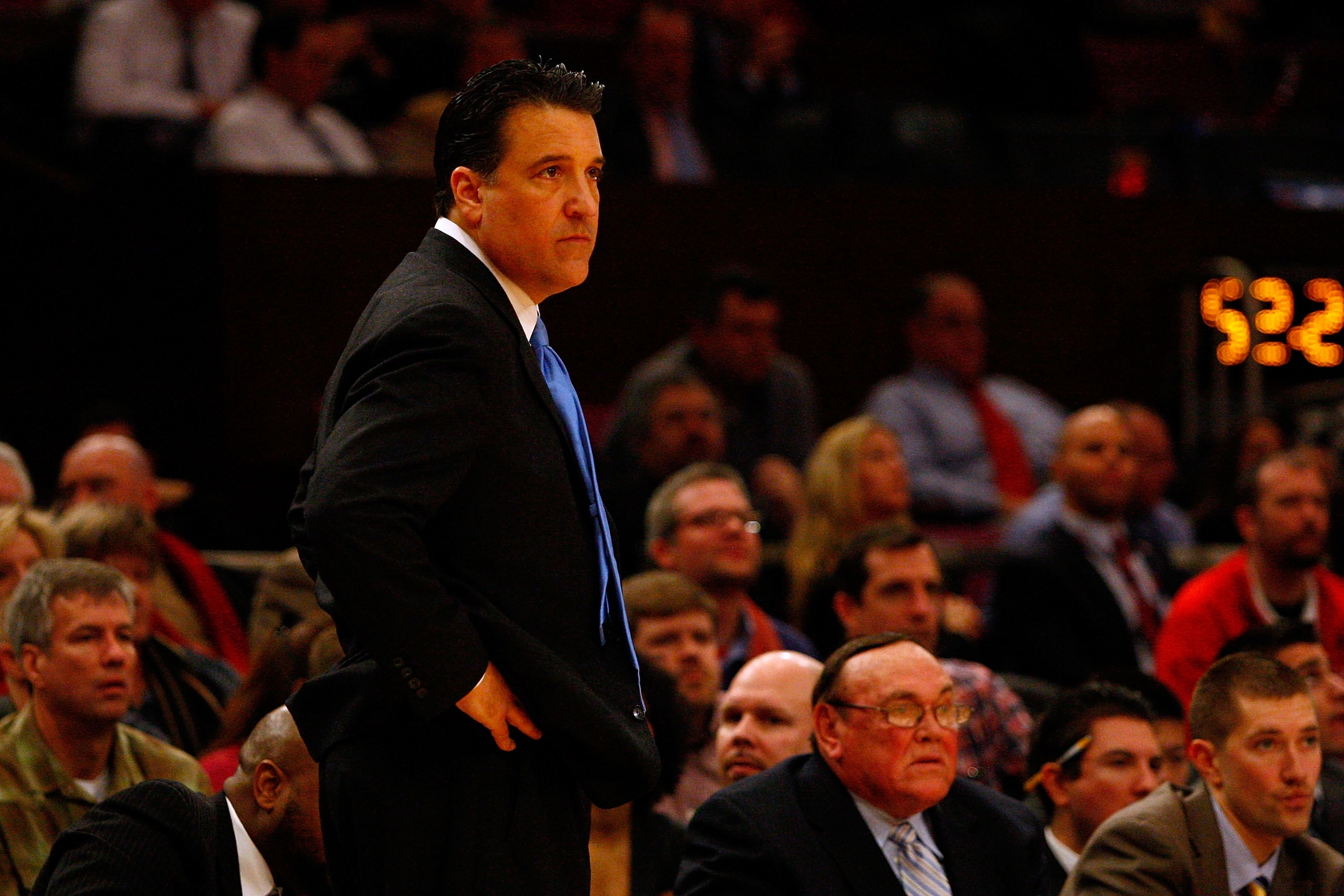 NEW YORK, NY - DECEMBER 20:  Head coach Steve Lavin of the St. John's Red Storm coaches against the Davidson Wildcats during the Madison Square Garden Holiday Festival at Madison Square Garden on December 20, 2010 in New York City.  (Photo by Chris Chambe