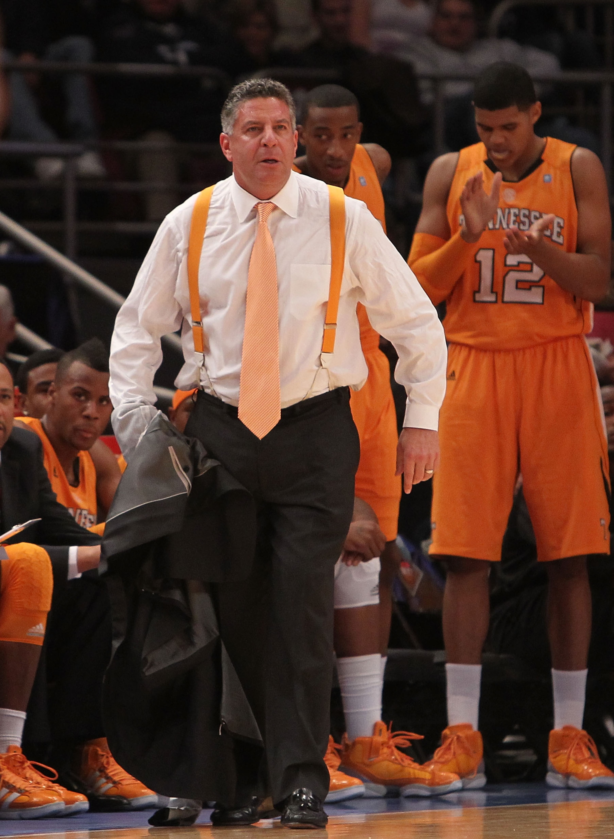 NEW YORK - NOVEMBER 26: Head coach of the Tennessee Volunteers Bruce Pearl on the sideline against the Villanova Wildcats  during the Championship game at Madison Square Garden on November 26, 2010 in New York City.  (Photo by Nick Laham/Getty Images)