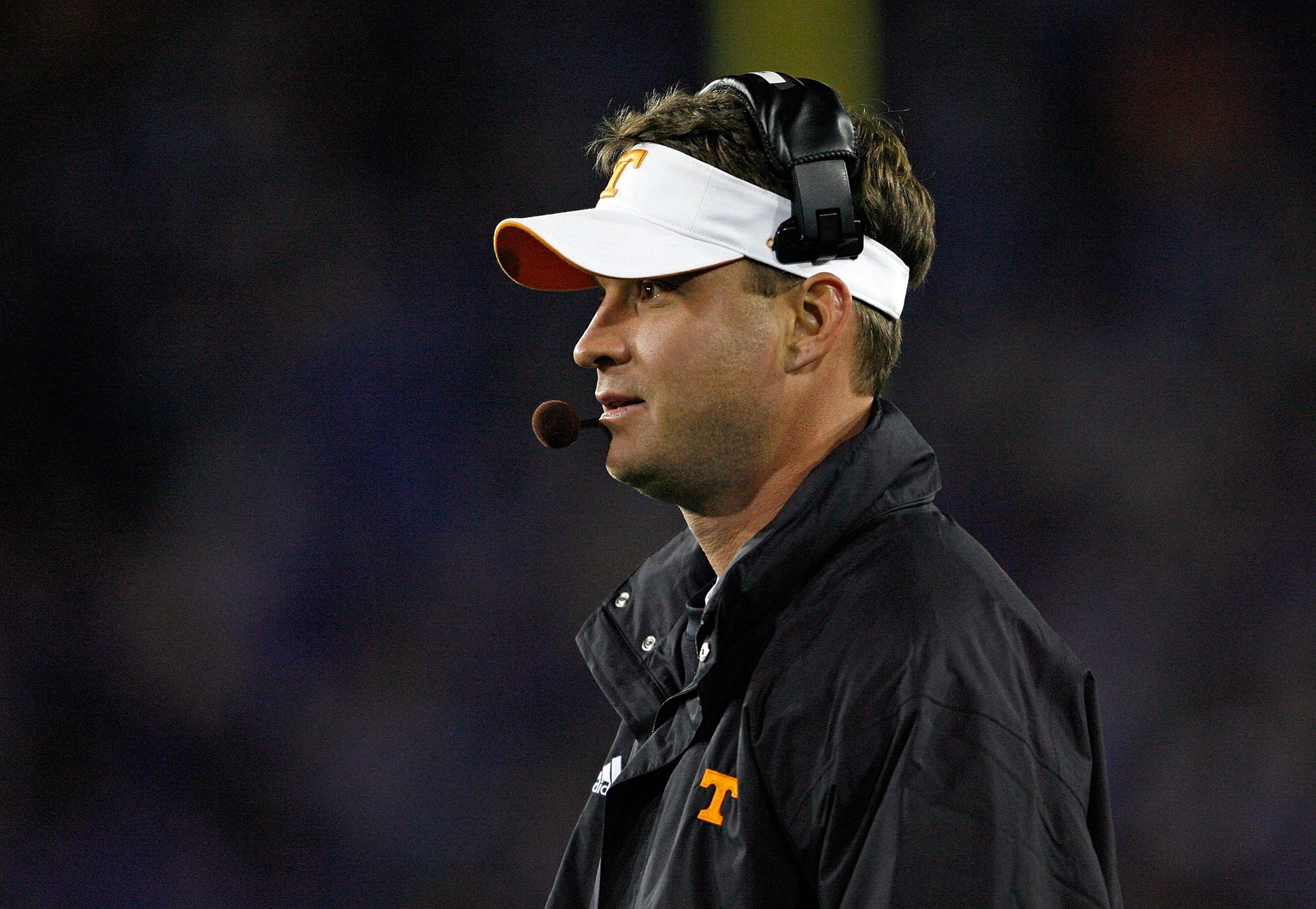 LEXINGTON, KY - NOVEMBER 28:  Lane Kiffin the Head Coach of the Tennessee Volunteers looks on during the SEC game against the Kentucky Wildcats at Commonwealth Stadium on November 28, 2009 in Lexington, Kentucky.  (Photo by Andy Lyons/Getty Images)