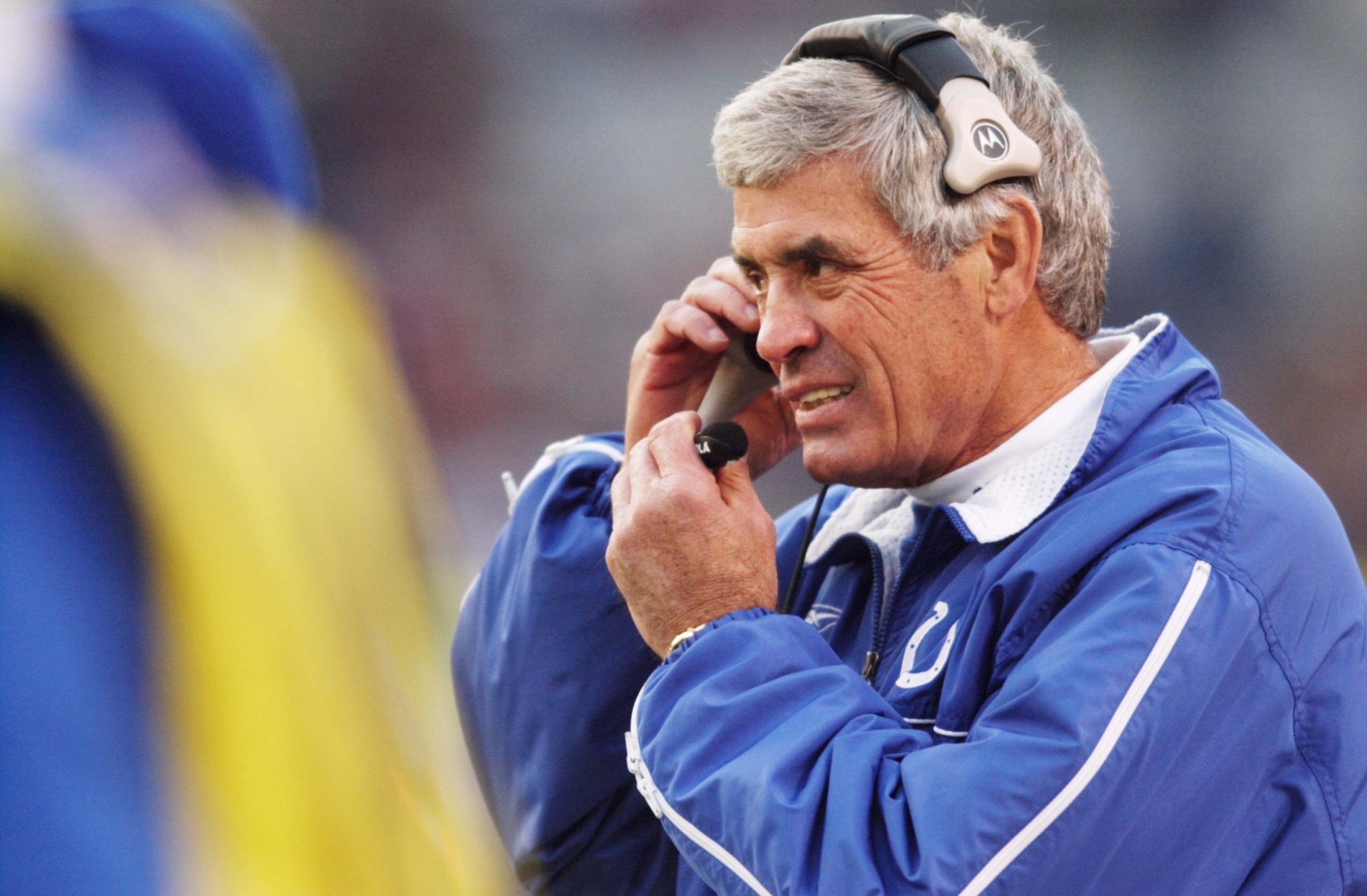 02 Dec 2001 : Jim Mora, head coach of the Indianapolis Colts during the game against the Baltimore Ravens at PSINet Stadium in Baltimore, Maryland. The Ravens defeated the Colts 39-27. DIGITAL IMAGE. Mandatory Credit: Doug Pensinger/Allsport