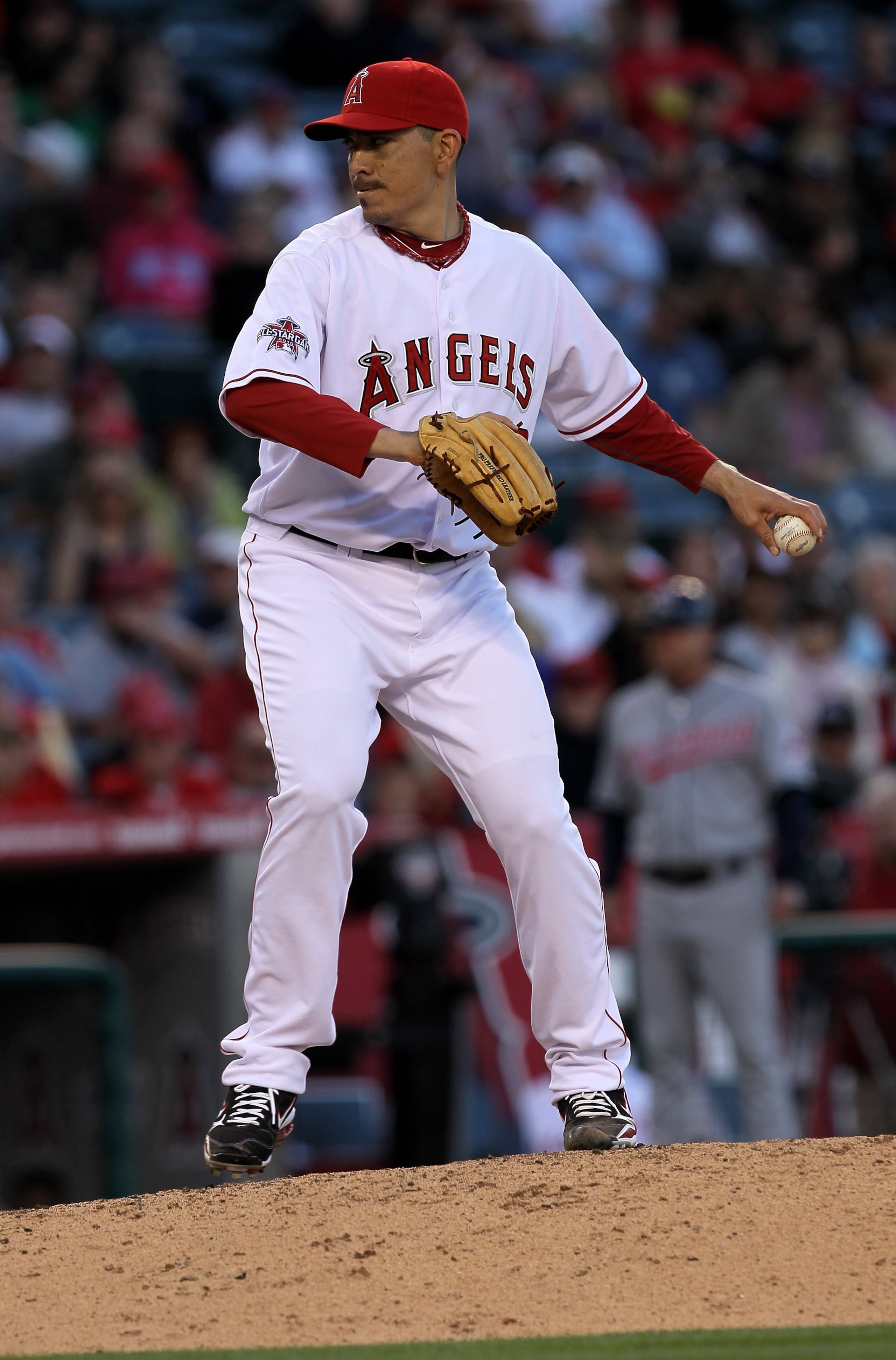 ANAHEIM, CA - APRIL 28:  Brian Fuentes #40 of the Los Angeles Angels of Anaheim pitches in the ninth inning against the Cleveland Indians on April 28, 2010 at Angel Stadium in Anaheim, California.  Fuentes got the win as the Angels won 4-3.  (Photo by Ste