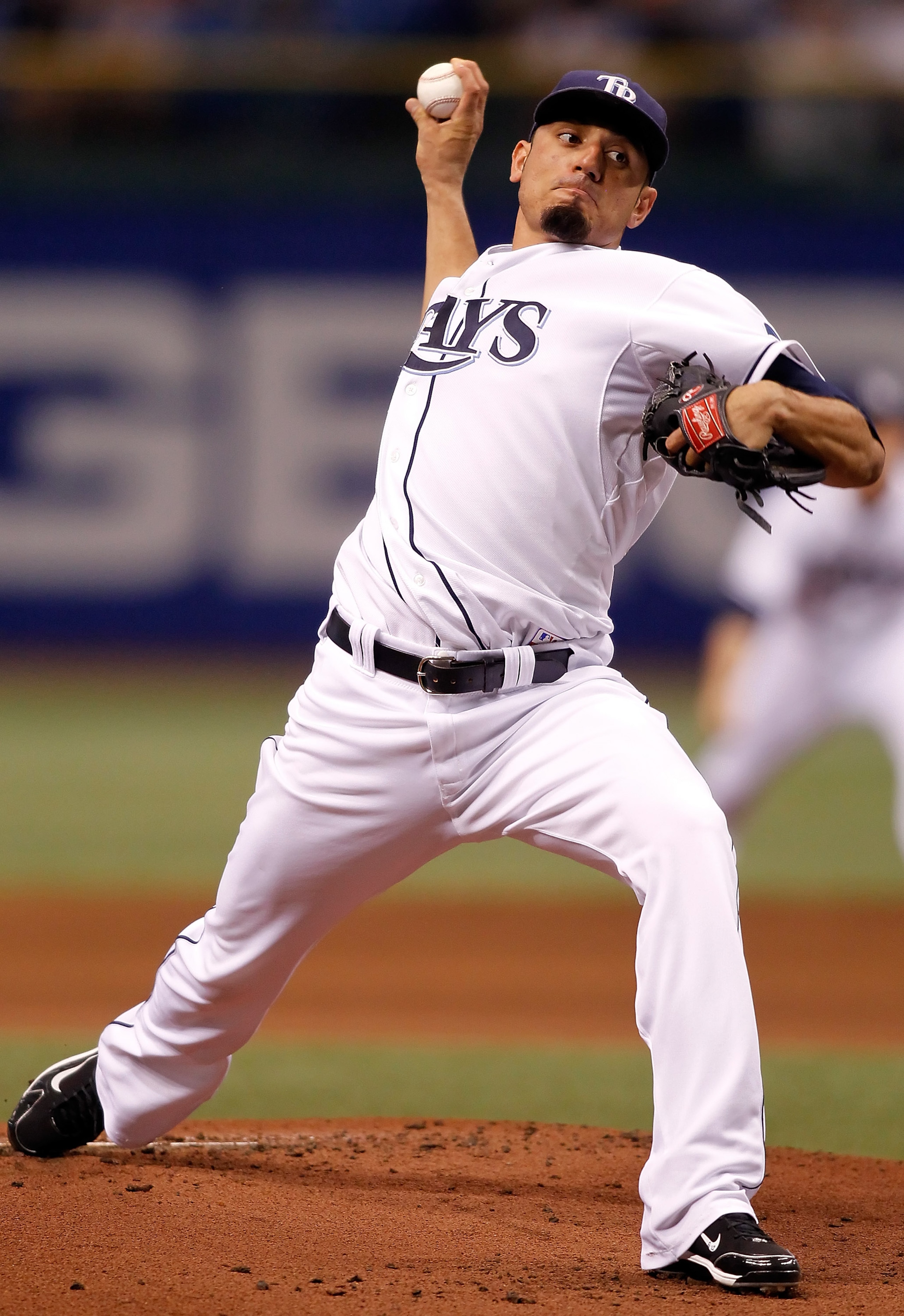 ST PETERSBURG, FL - JULY 26:  Pitcher Matt Garza #22 of the Tampa Bay Rays pitches against the Detroit Tigers during the game at Tropicana Field on July 26, 2010 in St. Petersburg, Florida. Gaza pitched the Tampa Bay Rays first no-hitter to beat the Detro