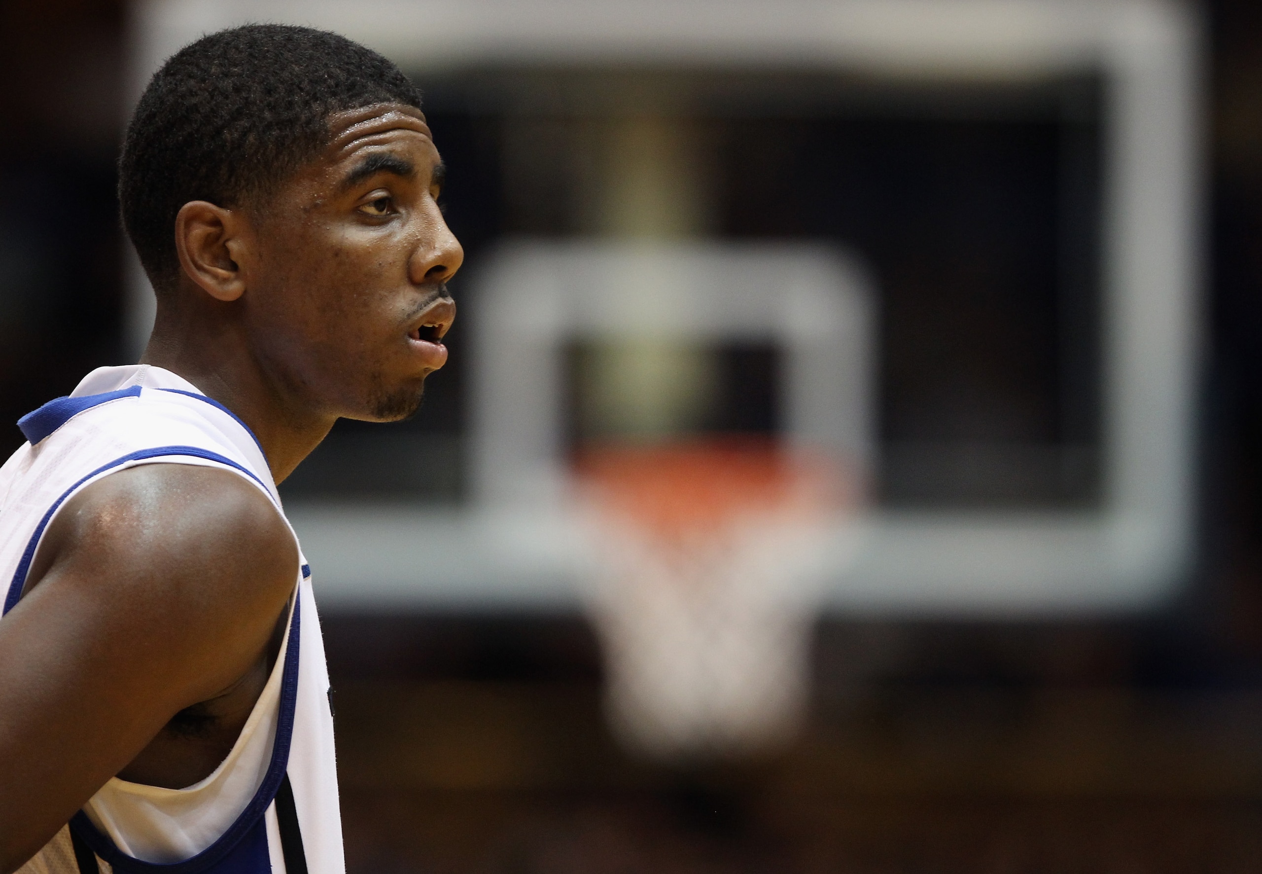 DURHAM, NC - DECEMBER 01: Kyrie Irving #1 of the Duke Blue Devils watches on during their game against the Michigan State Spartans at Cameron Indoor Stadium on December 1, 2010 in Durham, North Carolina. (Photo by Streeter Lecka/Getty Images) DURHAM, NC - DECEMBER 01: Kyrie Irving #1 of the Duke Blue Devils watches on during their game against the Michigan State Spartans at Cameron Indoor Stadium on December 1, 2010 in Durham, North Carolina. (Photo by Streeter Lecka/Getty Images)