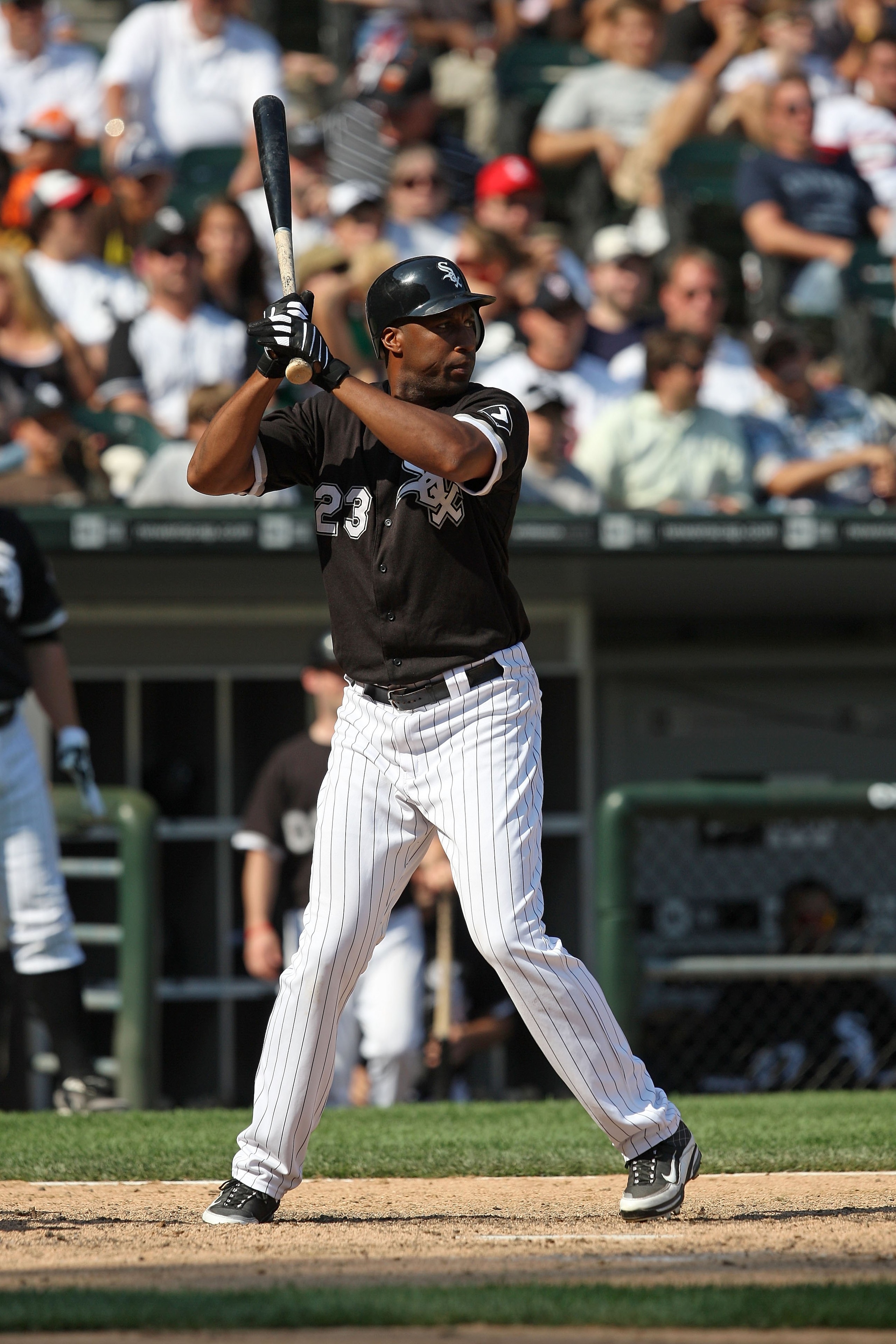 CHICAGO - AUGUST 06:  Jermaine Dye #23 of the Chicago White Sox against the Los Angeles Angels of Anaheim at U.S. Cellular Field on August 6, 2009 in Chicago, Illinois. The Angels won 9-5.  (Photo by Jonathan Daniel/Getty Images)