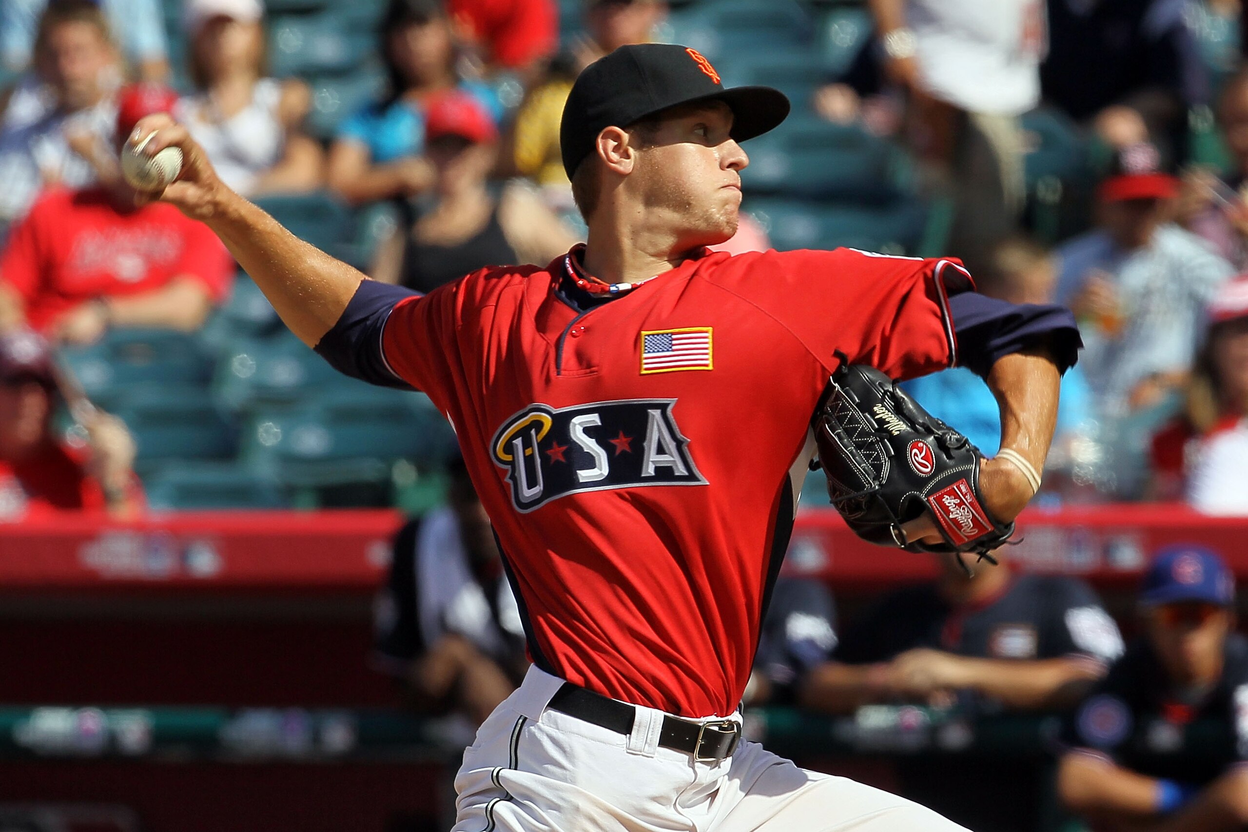 ANAHEIM, CA - JULY 11: U.S. Futures All-Star Zack Wheeler #45 of the San Francisco Giants throws a pitch during the 2010 XM All-Star Futures Game at Angel Stadium of Anaheim on July 11, 2010 in Anaheim, California. (Photo by Stephen Dunn/Getty Images) ANAHEIM, CA - JULY 11: U.S. Futures All-Star Zack Wheeler #45 of the San Francisco Giants throws a pitch during the 2010 XM All-Star Futures Game at Angel Stadium of Anaheim on July 11, 2010 in Anaheim, California. (Photo by Stephen Dunn/Getty Images)