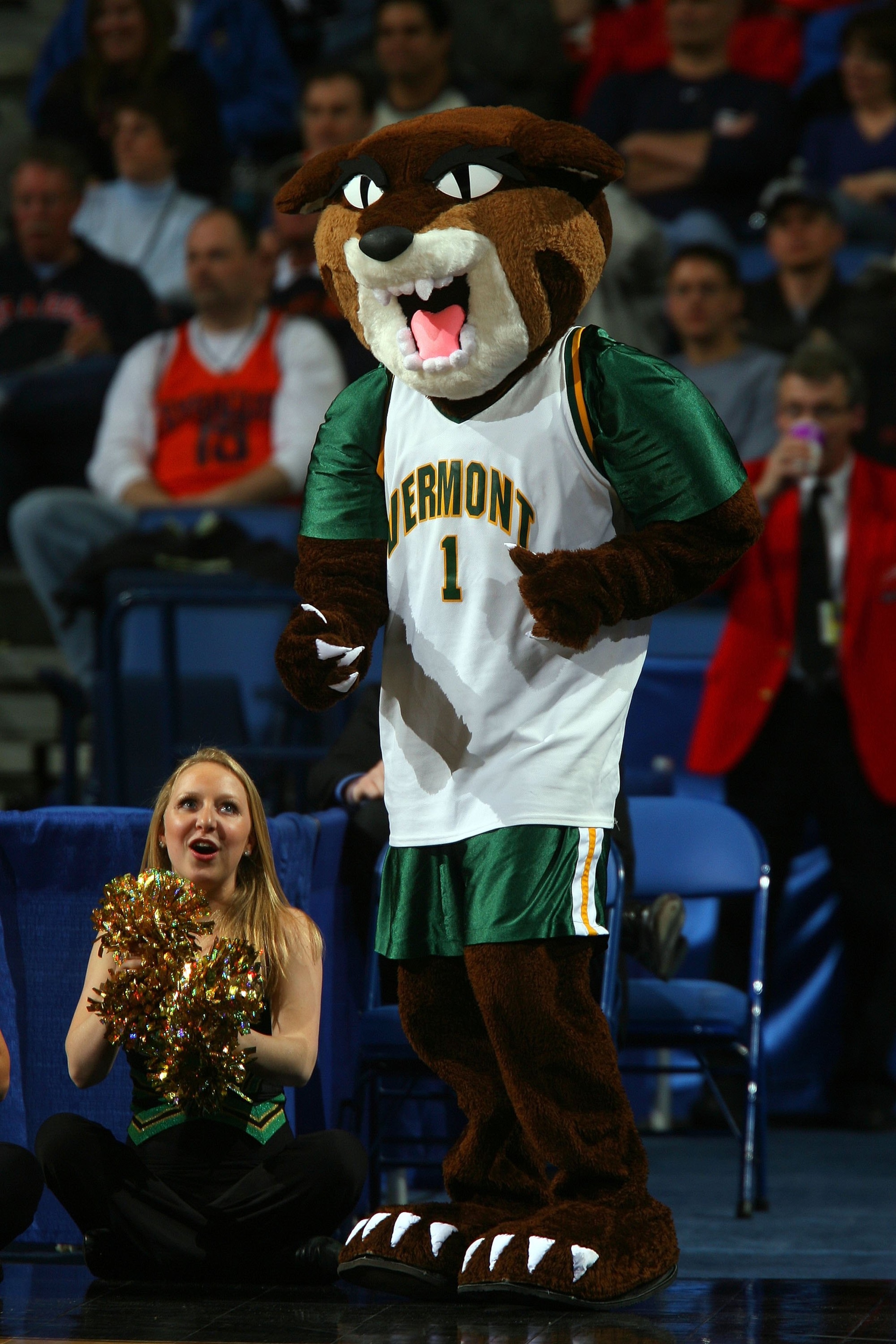 BUFFALO, NY - MARCH 19: The Vermont Catamounts mascots performs against the Syracuse Orange during the first round of the 2010 NCAA men's basketball tournament at HSBC Arena on March 19, 2010 in Buffalo, New York. (Photo by Rick Stewart/Getty Images) BUFFALO, NY - MARCH 19: The Vermont Catamounts mascots performs against the Syracuse Orange during the first round of the 2010 NCAA men's basketball tournament at HSBC Arena on March 19, 2010 in Buffalo, New York. (Photo by Rick Stewart/Getty Images)