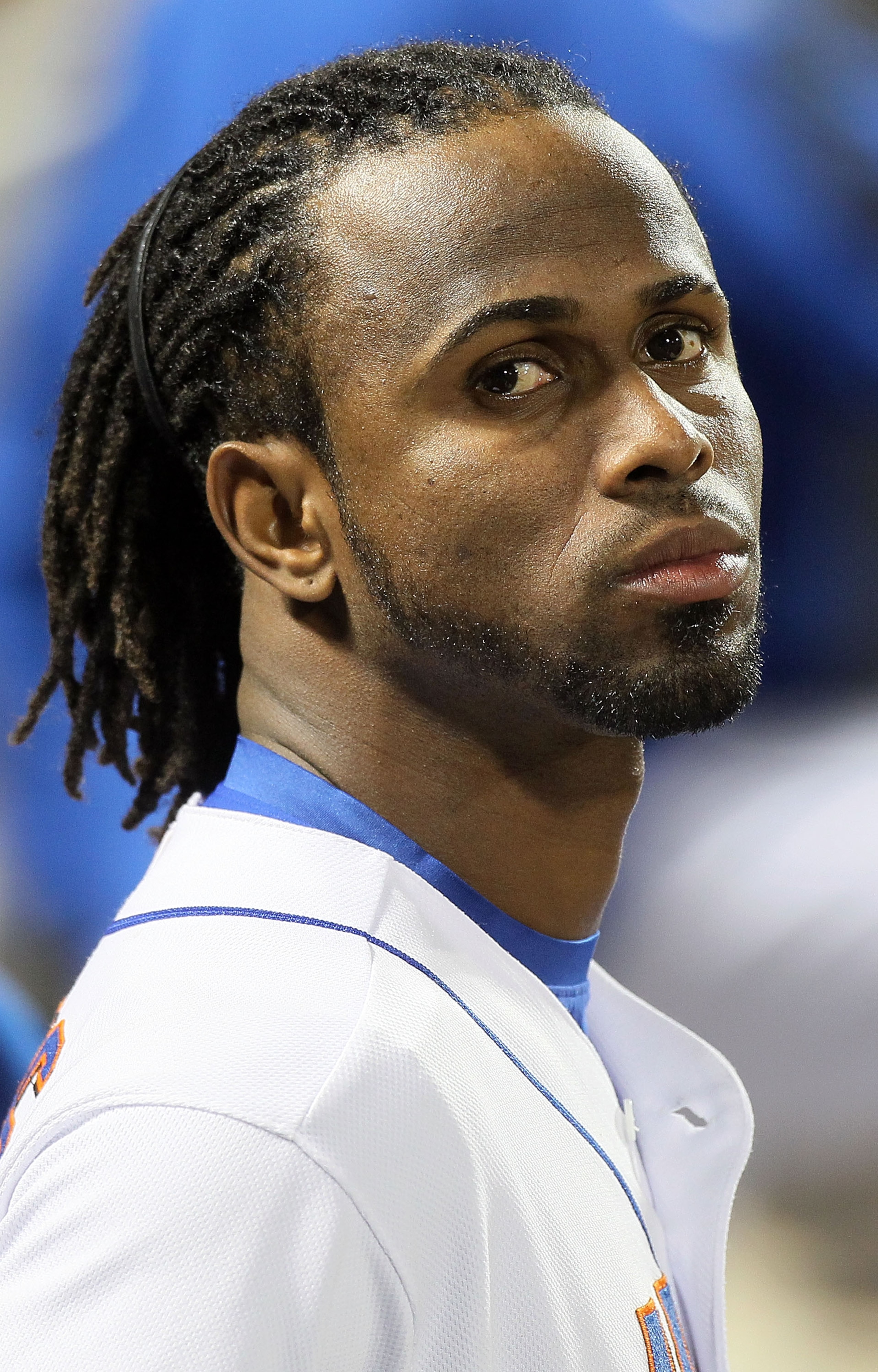 NEW YORK - AUGUST 27: Jose Reyes #7 of the New York Mets looks on from the dugout against the Houston Astros on August 27, 2010 at Citi Field in the Flushing neighborhood of the Queens borough of New York City. The Mets defeated the Astros 2-1. (Photo b NEW YORK - AUGUST 27: Jose Reyes #7 of the New York Mets looks on from the dugout against the Houston Astros on August 27, 2010 at Citi Field in the Flushing neighborhood of the Queens borough of New York City. The Mets defeated the Astros 2-1. (Photo b