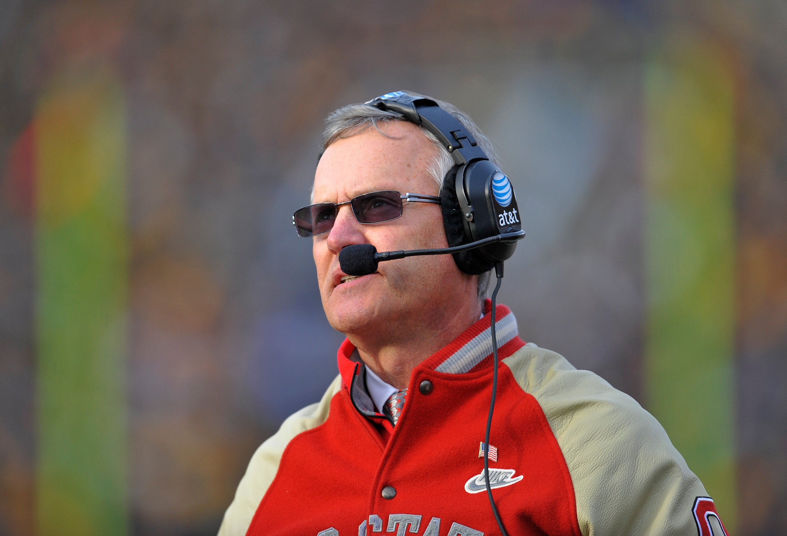 IOWA CITY, IA - NOVEMBER 20:  Ohio State Buckeyes head coach Jim Tressel looks on from the sidelines during first half action against the University of Iowa Hawkeyes at Kinnick Stadium on November 20, 2010 in Iowa City, Iowa. Ohio State won 20-17 over Iow
