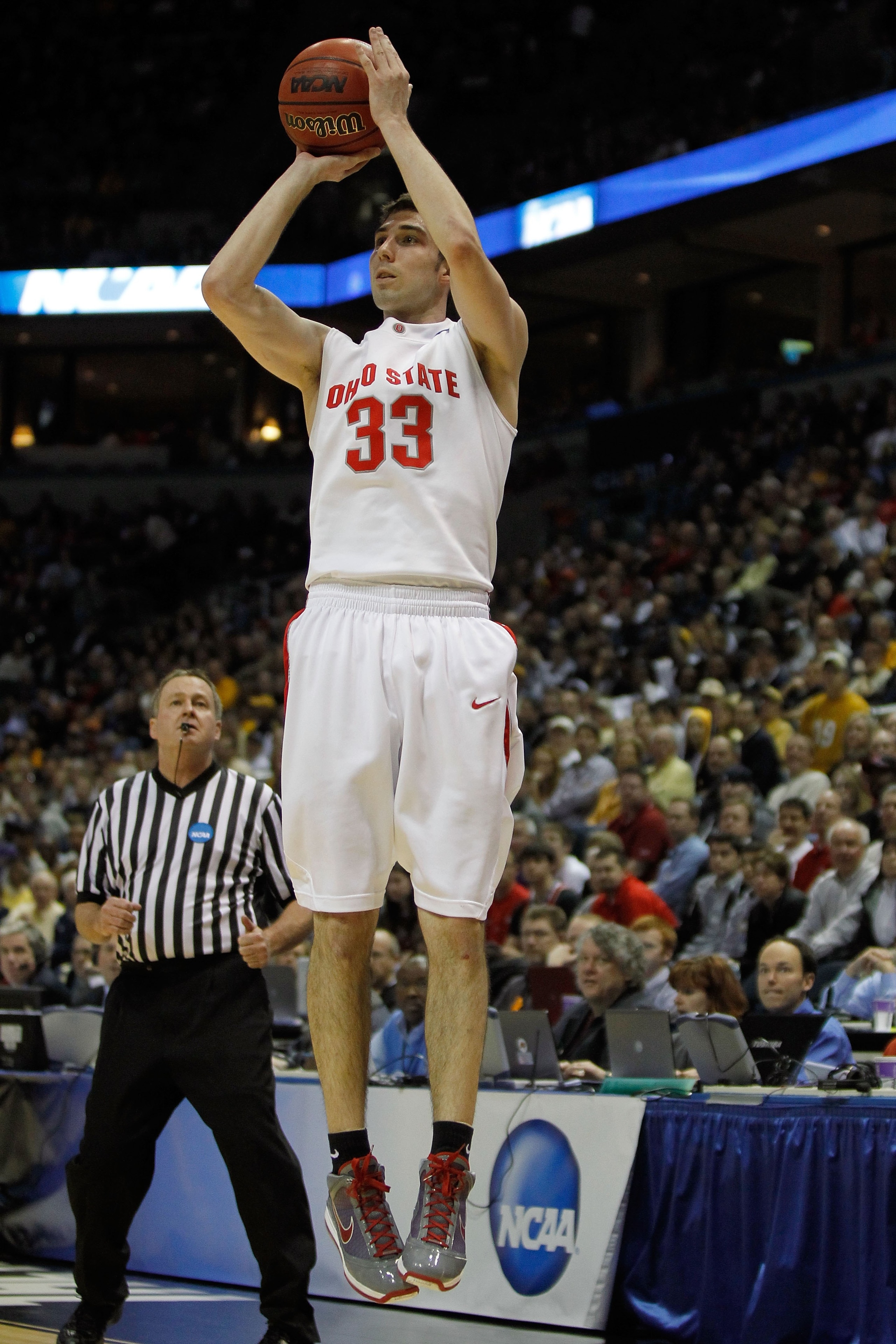 MILWAUKEE - MARCH 21: Jon Diebler #33 of the Ohio State Buckeyes shoots the ball while taking on the Georgia Tech Yellow Jackets during the second round of the 2010 NCAA men's basketball tournament at the Bradley Center on March 21, 2010 in Milwaukee, Wi MILWAUKEE - MARCH 21: Jon Diebler #33 of the Ohio State Buckeyes shoots the ball while taking on the Georgia Tech Yellow Jackets during the second round of the 2010 NCAA men's basketball tournament at the Bradley Center on March 21, 2010 in Milwaukee, Wi