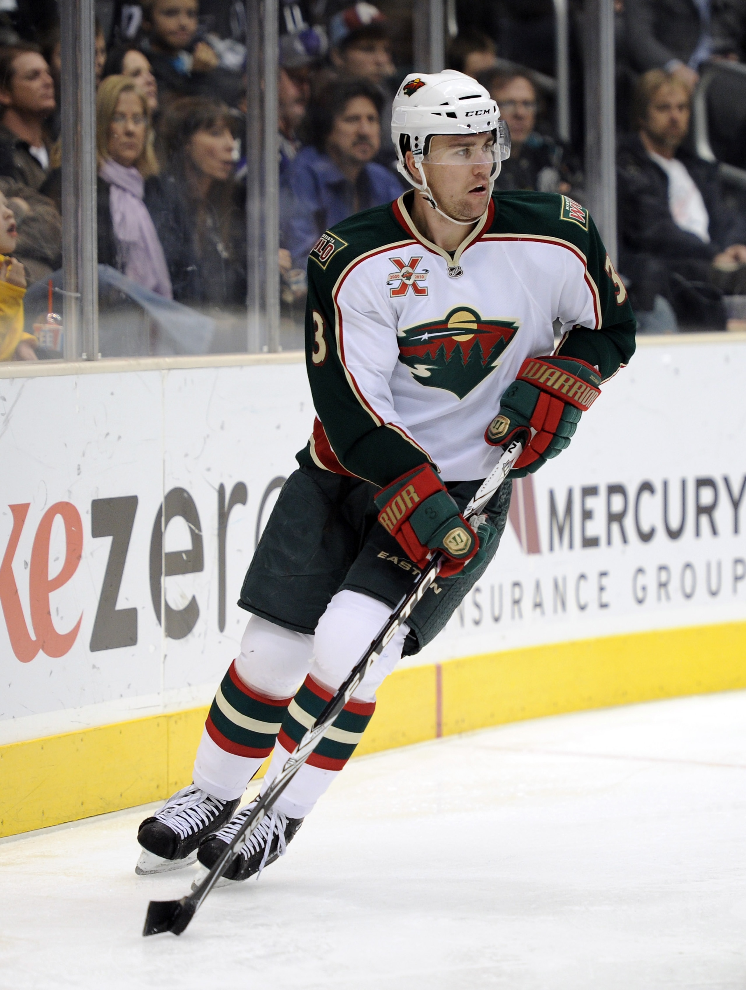 LOS ANGELES, CA - DECEMBER 11:  Marek Zidlicky #3 of the Minnesota Wild looks to pass against the Los Angeles Kings at the Staples Center on December 11, 2010 in Los Angeles, California.  (Photo by Harry How/Getty Images)
