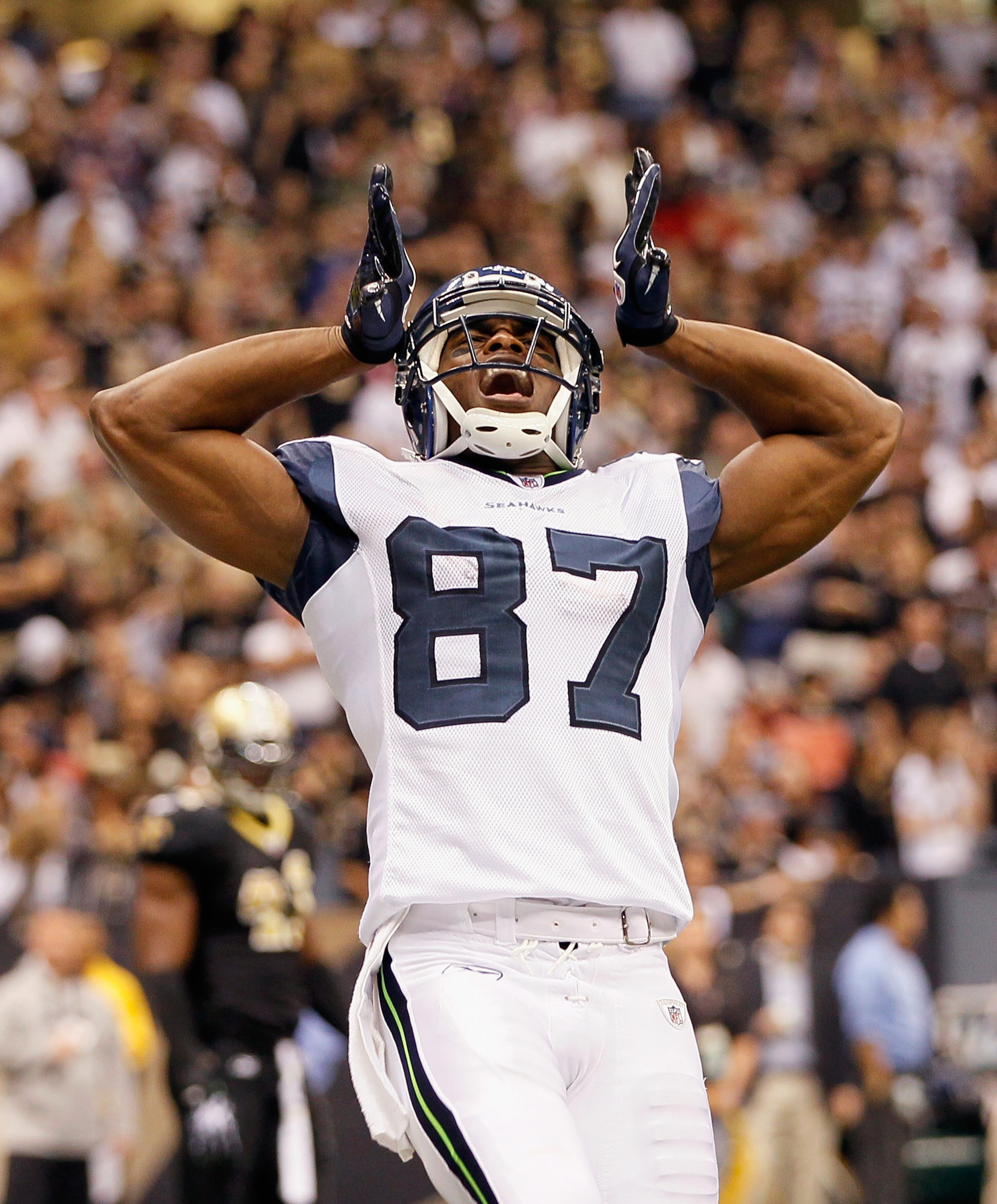 NEW ORLEANS - NOVEMBER 21: Ben Obomanu #87 of the Seattle Seahawks against the New Orleans Saints at Louisiana Superdome on November 21, 2010 in New Orleans, Louisiana. (Photo by Kevin C. Cox/Getty Images) NEW ORLEANS - NOVEMBER 21: Ben Obomanu #87 of the Seattle Seahawks against the New Orleans Saints at Louisiana Superdome on November 21, 2010 in New Orleans, Louisiana. (Photo by Kevin C. Cox/Getty Images)
