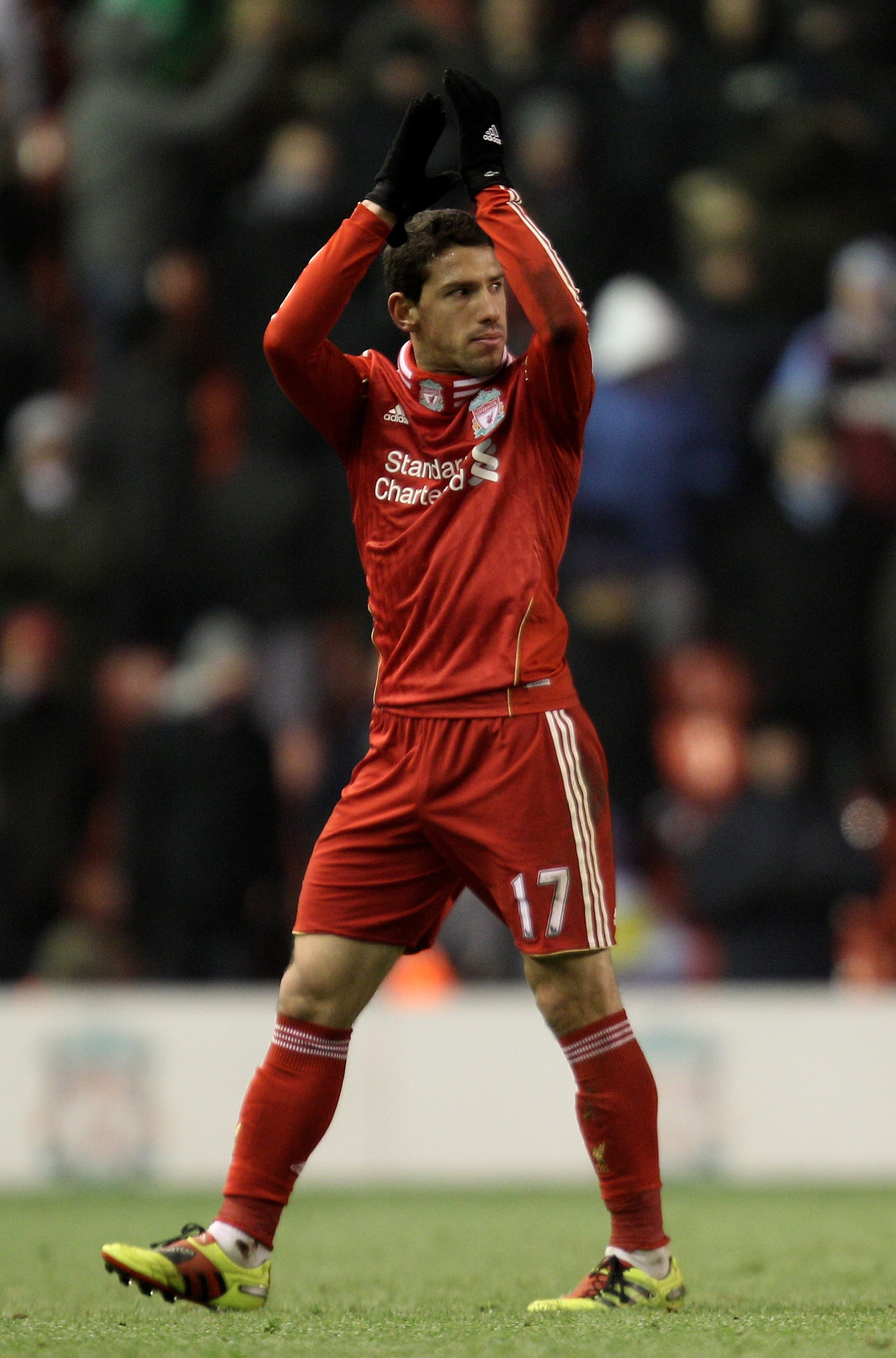 LIVERPOOL, ENGLAND - DECEMBER 06: Maxi Rodriguez of Liverpool acknowledges the crowd during the Barclays Premier League match between Liverpool and Aston Villa at Anfield on December 6, 2010 in Liverpool, England. (Photo by Mark Thompson/Getty Images) LIVERPOOL, ENGLAND - DECEMBER 06: Maxi Rodriguez of Liverpool acknowledges the crowd during the Barclays Premier League match between Liverpool and Aston Villa at Anfield on December 6, 2010 in Liverpool, England. (Photo by Mark Thompson/Getty Images)