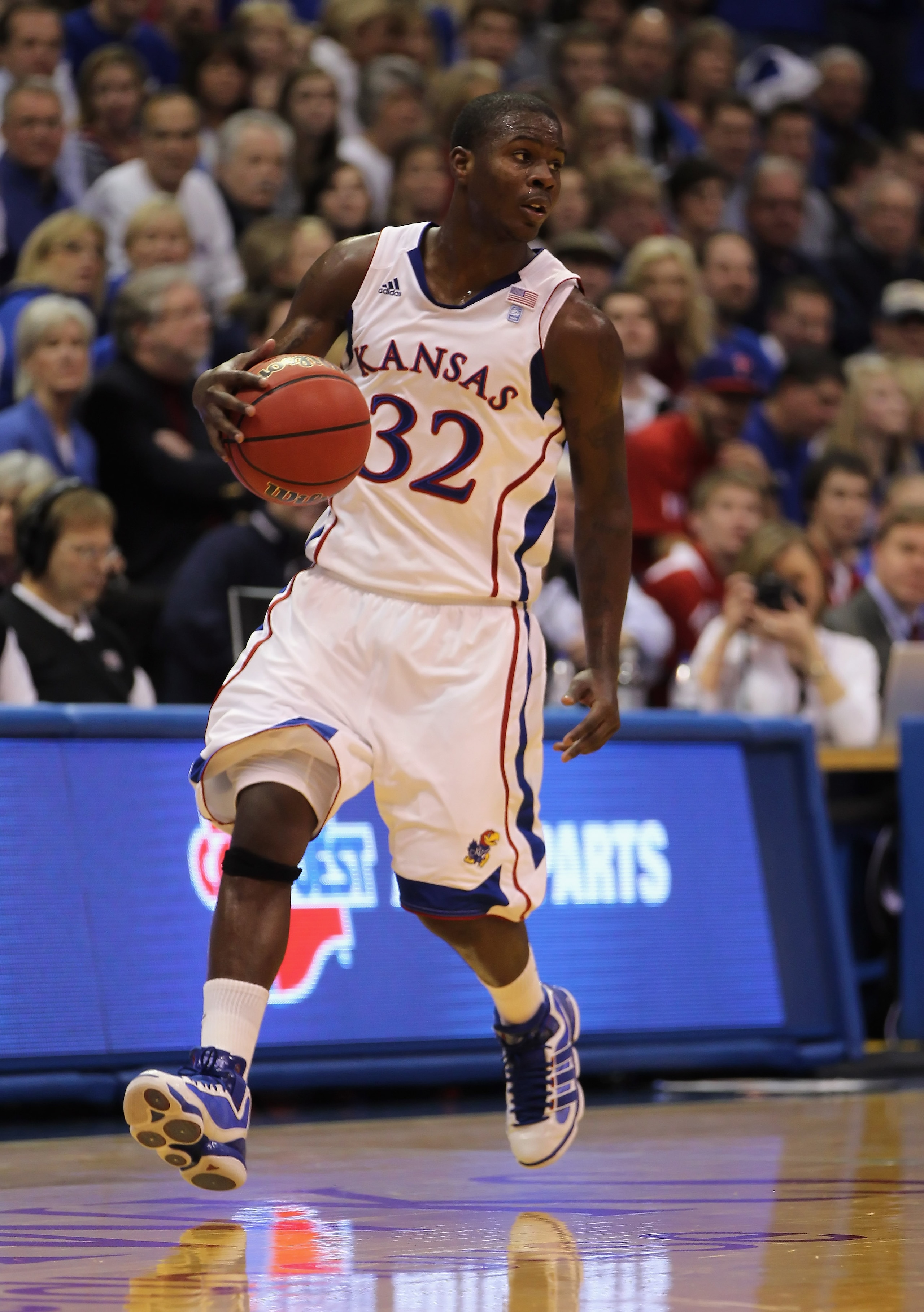 LAWRENCE, KS - DECEMBER 29: Josh Selby #32 of the Kansas Jayhawks in action during the game against the University of Texas Arlington Mavericks on December 29, 2010 at Allen Fieldhouse in Lawrence, Kansas. (Photo by Jamie Squire/Getty Images) LAWRENCE, KS - DECEMBER 29: Josh Selby #32 of the Kansas Jayhawks in action during the game against the University of Texas Arlington Mavericks on December 29, 2010 at Allen Fieldhouse in Lawrence, Kansas. (Photo by Jamie Squire/Getty Images)